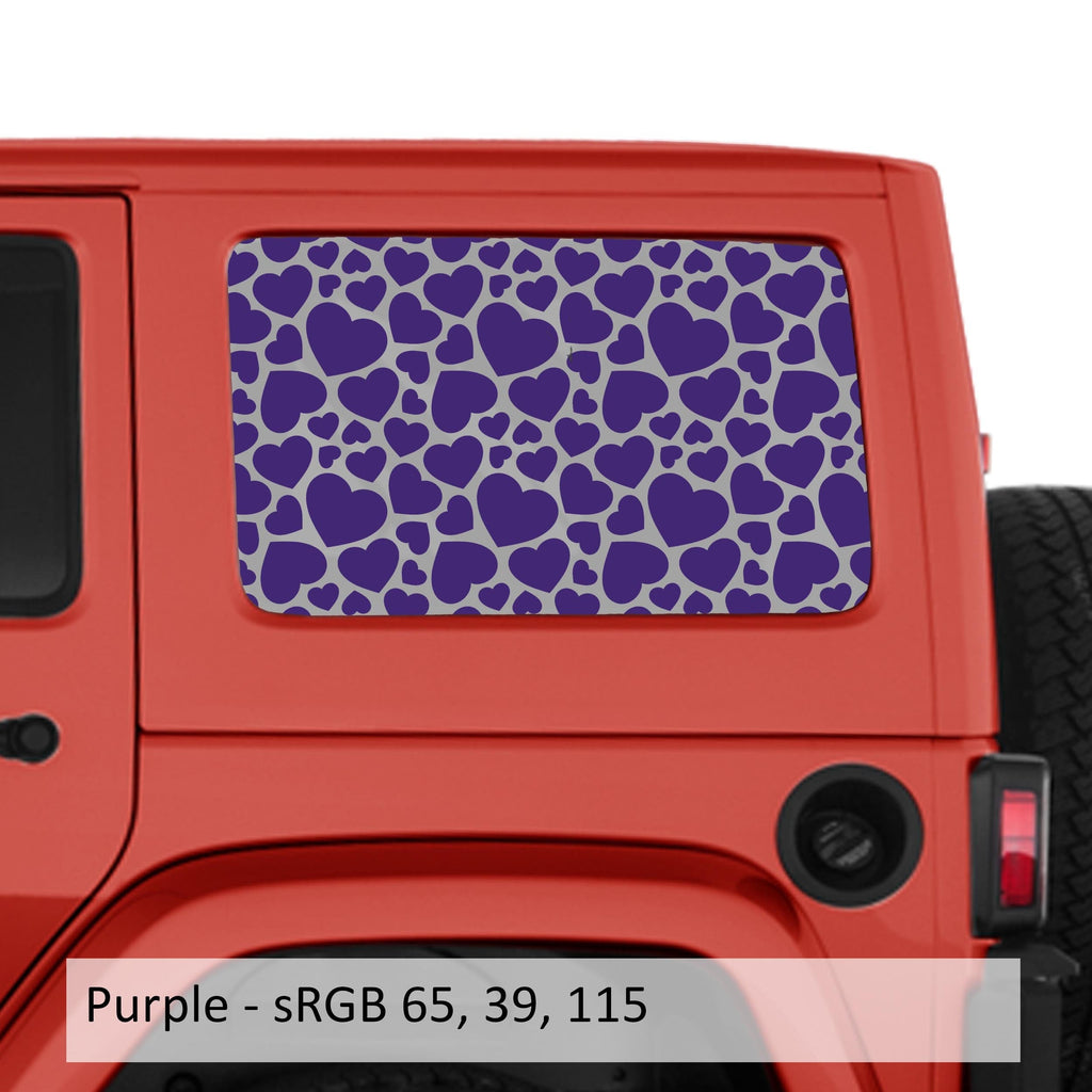 Heart Pattern Hardtop Window Decal Set - Fits Jeep Wrangler JKU 2007 - 2018