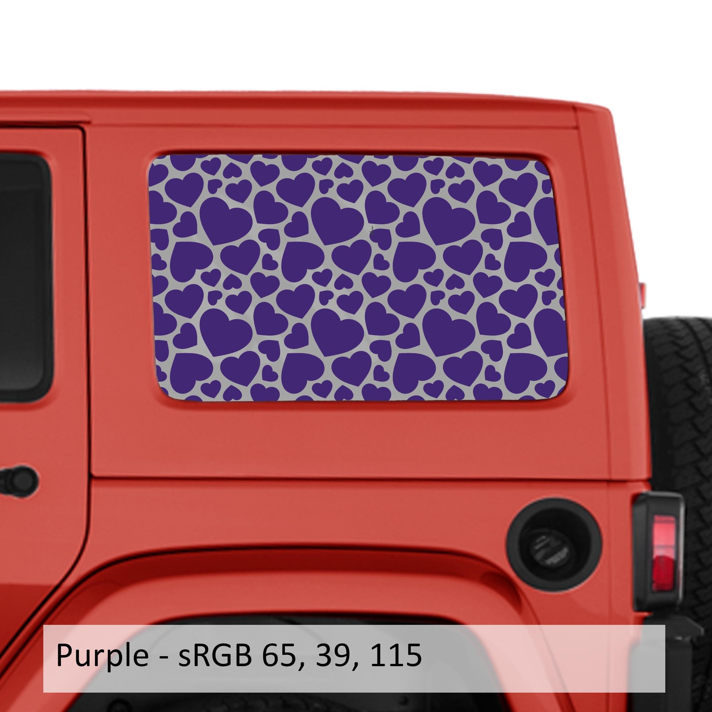 Heart Pattern Hardtop Window Decal Set - Fits Jeep Wrangler JKU 2007 - 2018