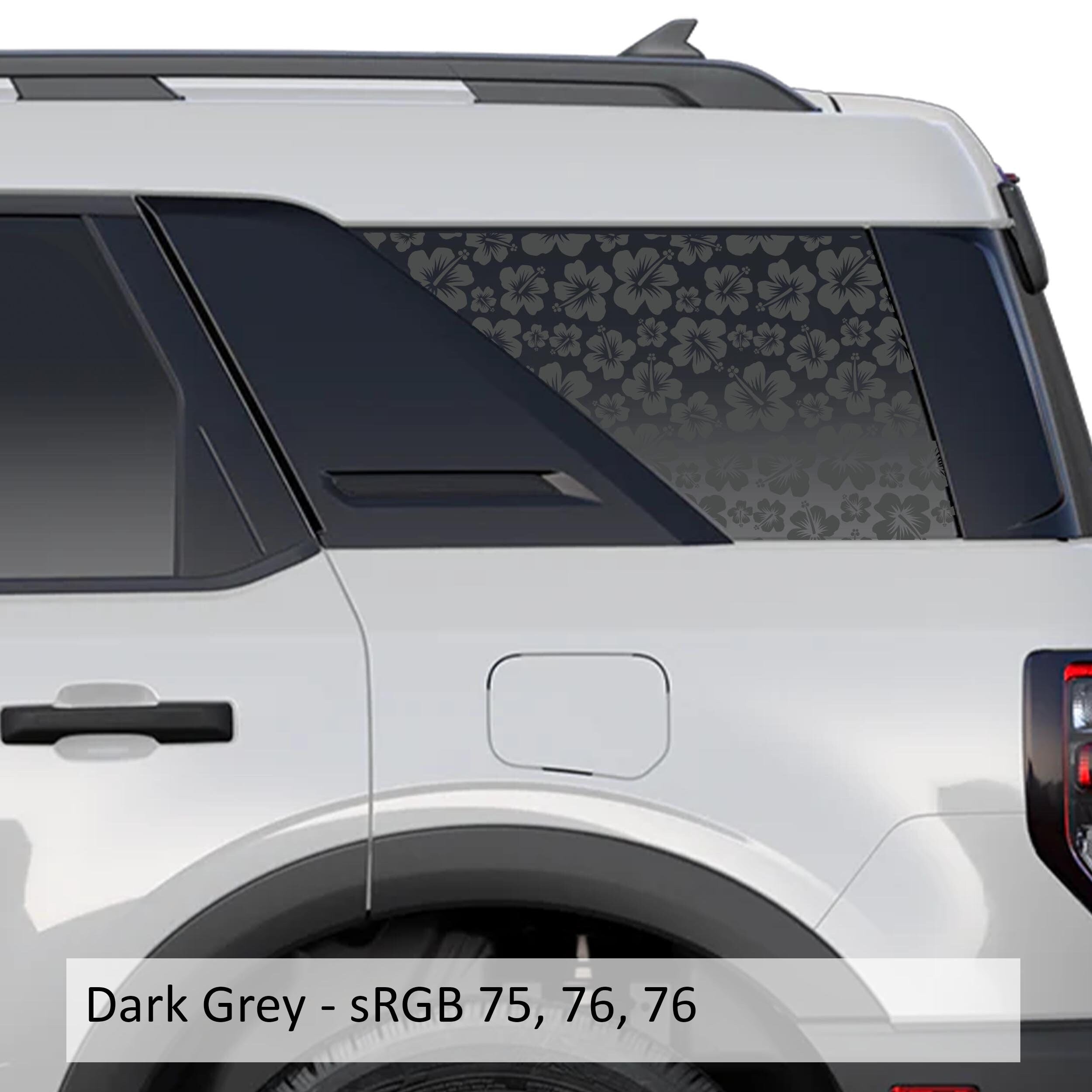 Hawaiian Hibiscus Floral Pattern Rear Quarter Window Decals Fits 2021+ Bronco Sport