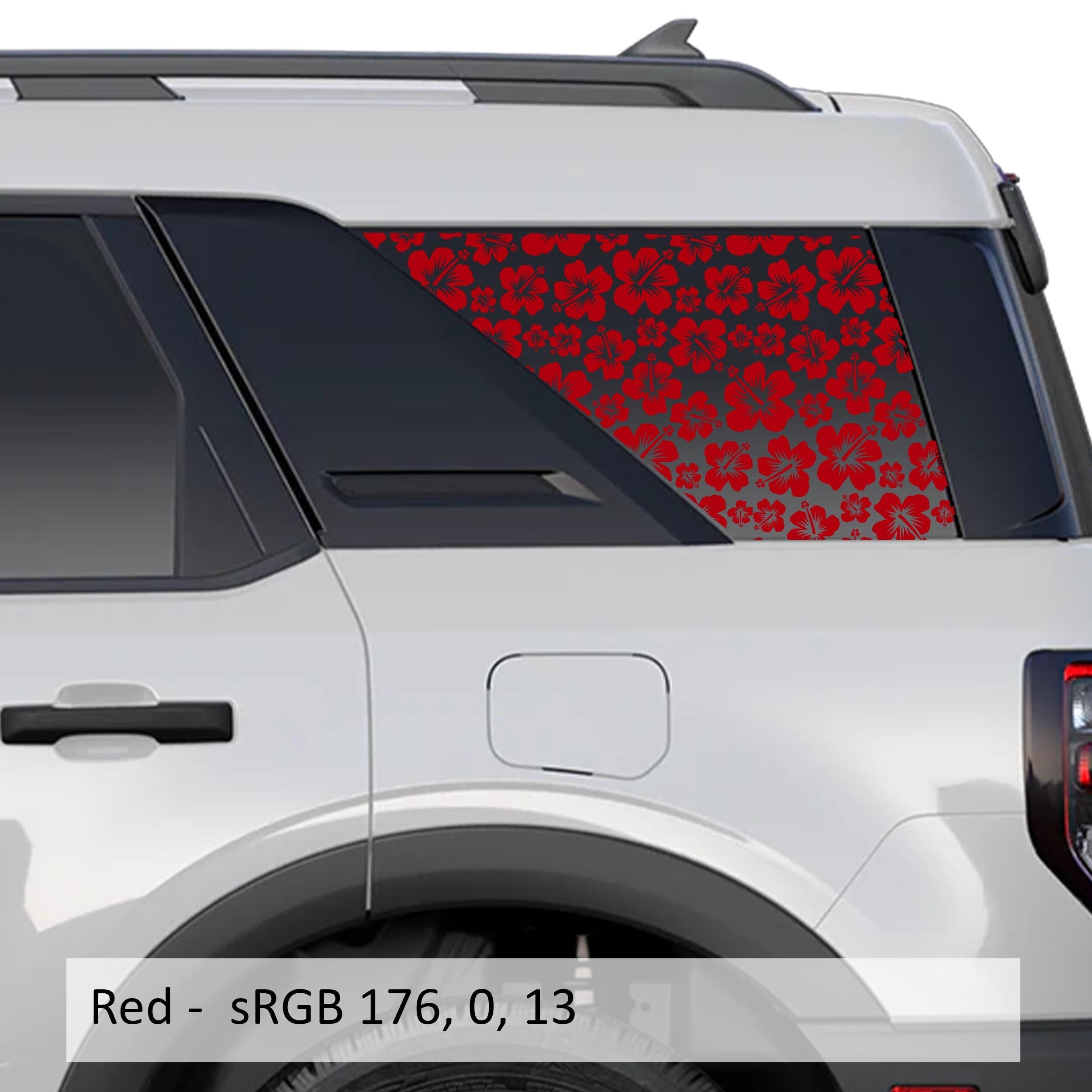 Hawaiian Hibiscus Floral Pattern Rear Quarter Window Decals Fits 2021+ Bronco Sport