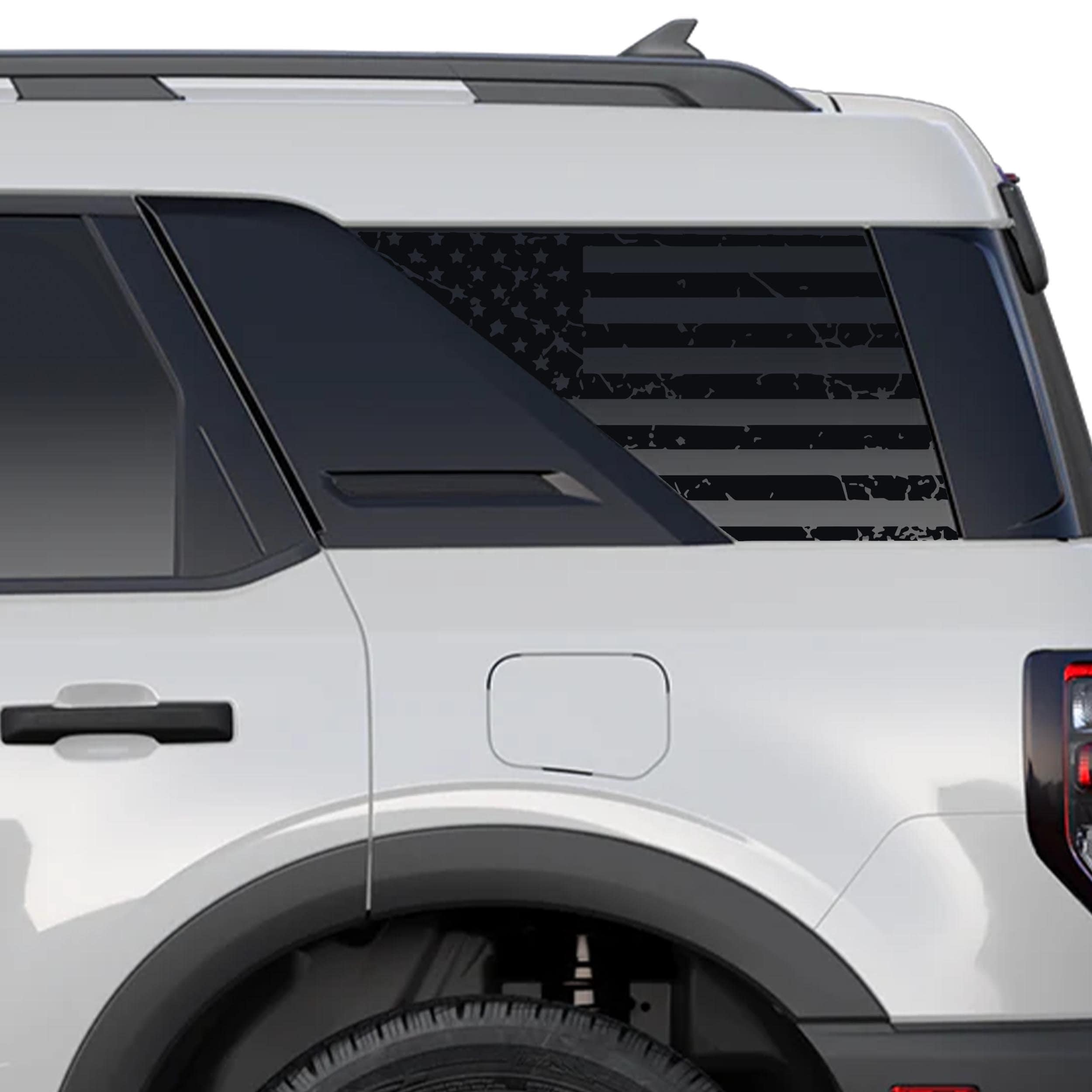Tattered American Flag Rear Quarter Window Decals Fits 2021+ Bronco Sport