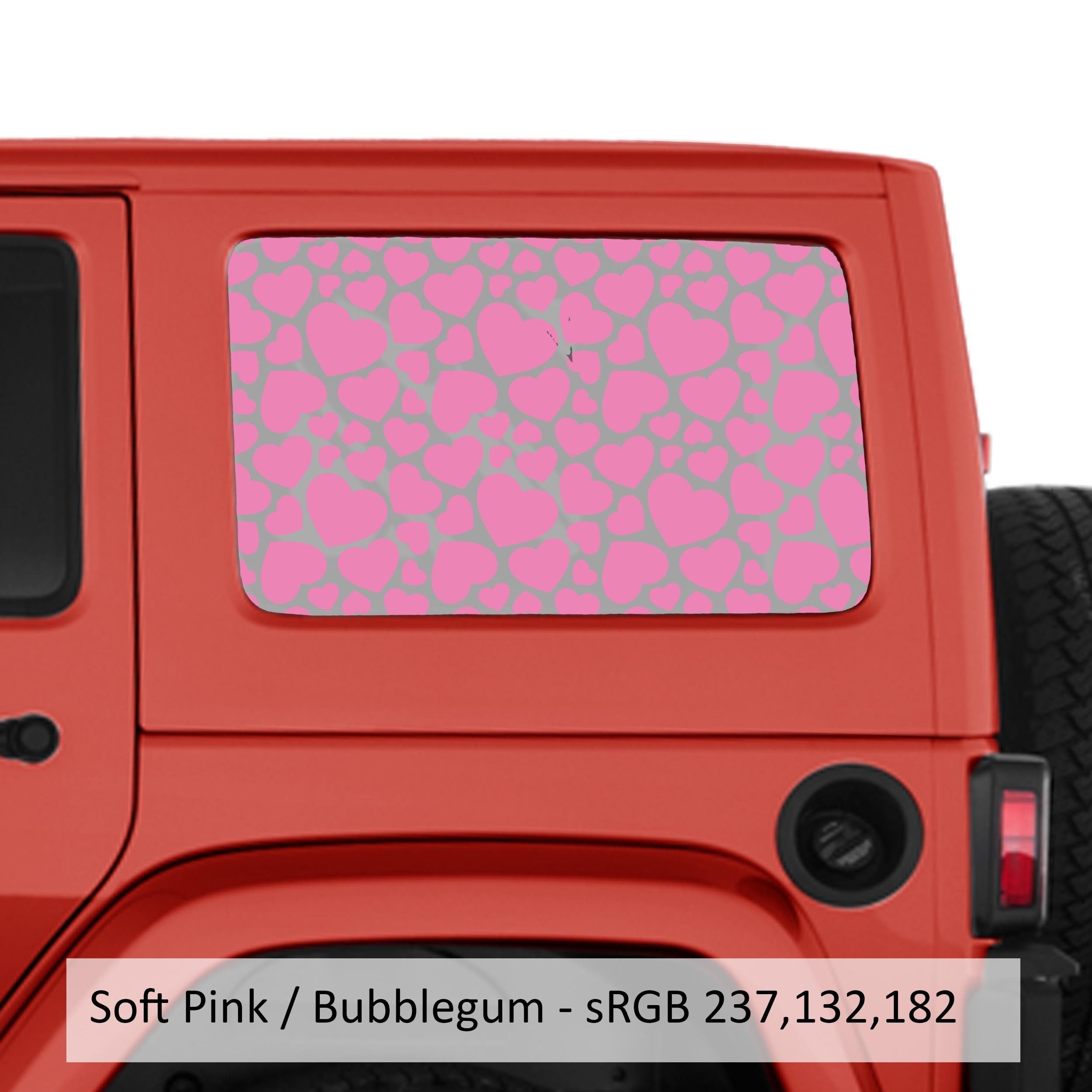 Heart Pattern Hardtop Window Decal Set - Fits Jeep Wrangler JKU 2007 - 2018