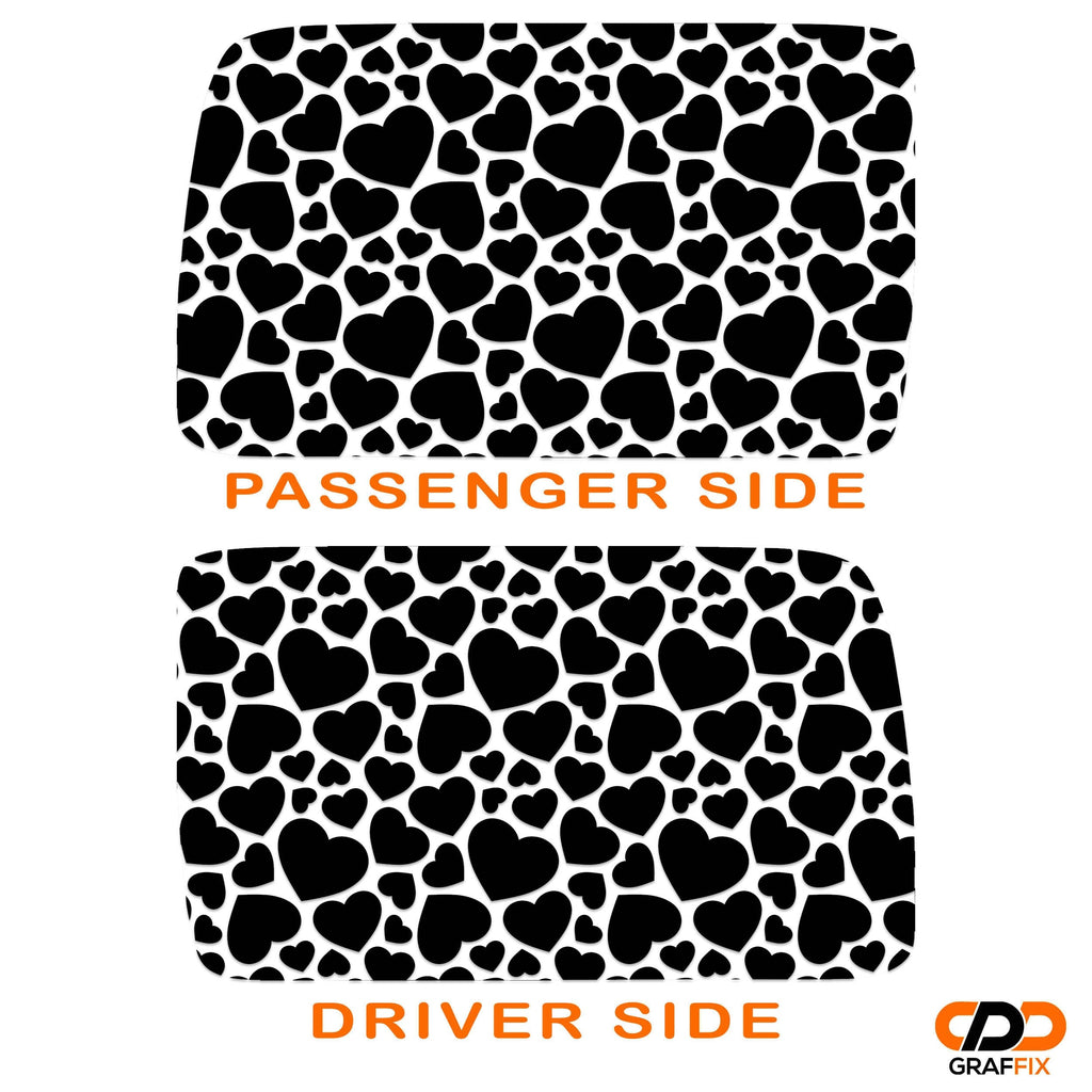 Heart Pattern Hardtop Window Decal Set Romantic Graphic for Jeep Wrangler JLU 2018 to Current Durable Custom Design