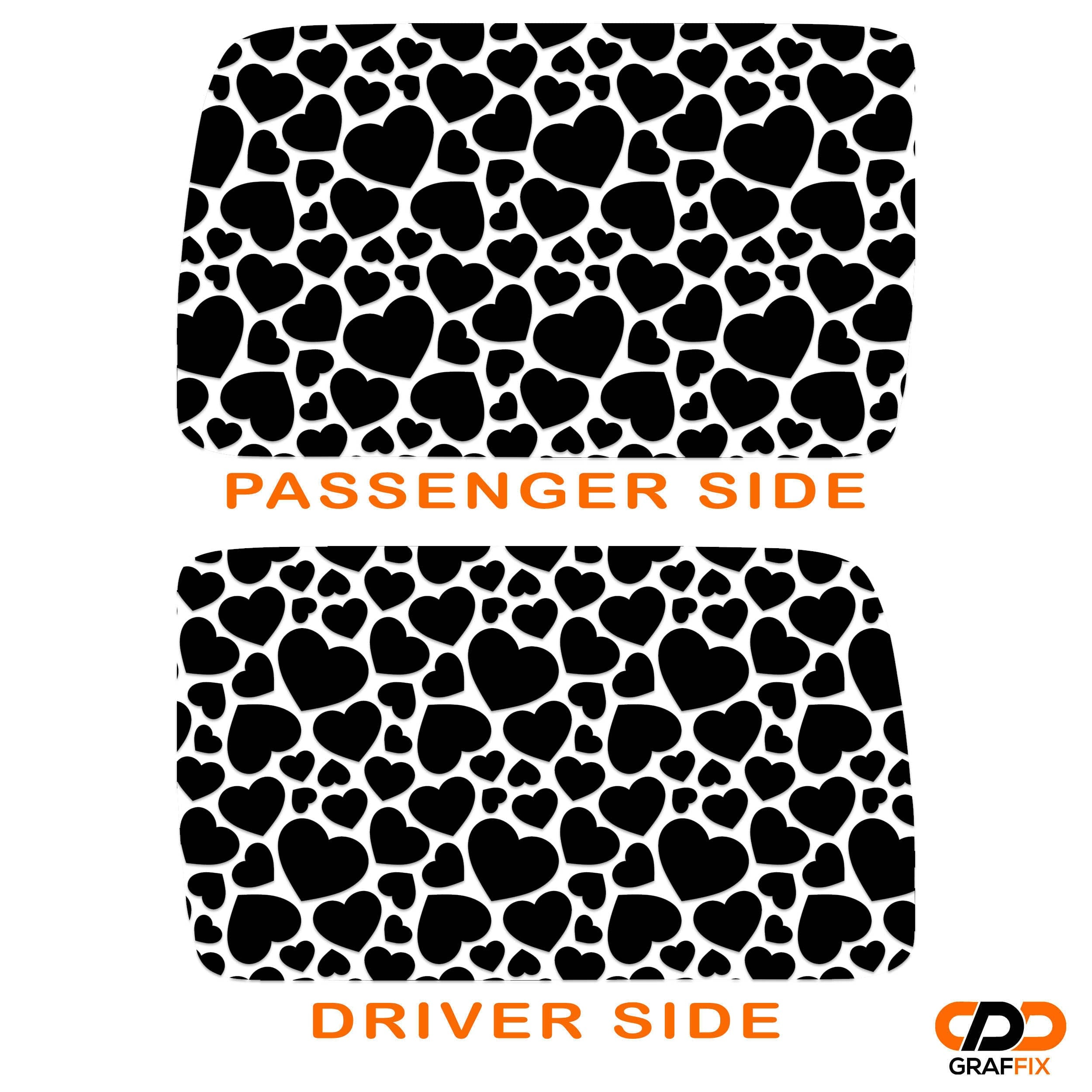 Heart Pattern Hardtop Window Decal Set Romantic Graphic for Jeep Wrangler JLU 2018 to Current Durable Custom Design