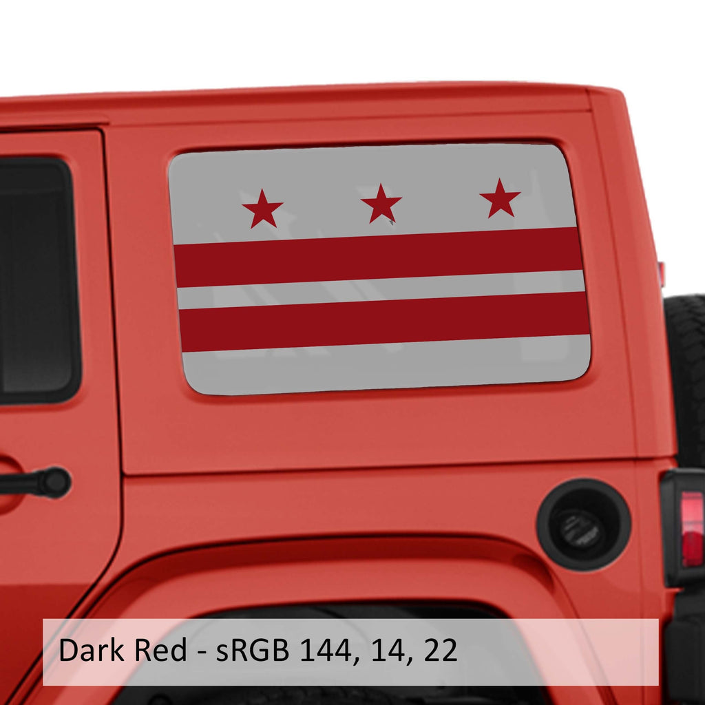 District of Columbia Flag Hardtop Window Decal Set - Fits Jeep Wrangler JkU 2006 - 2018