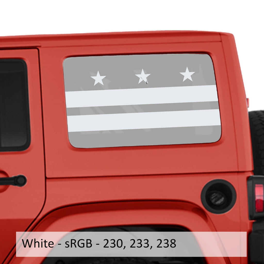 District of Columbia Flag Hardtop Window Decal Set - Fits Jeep Wrangler JkU 2006 - 2018