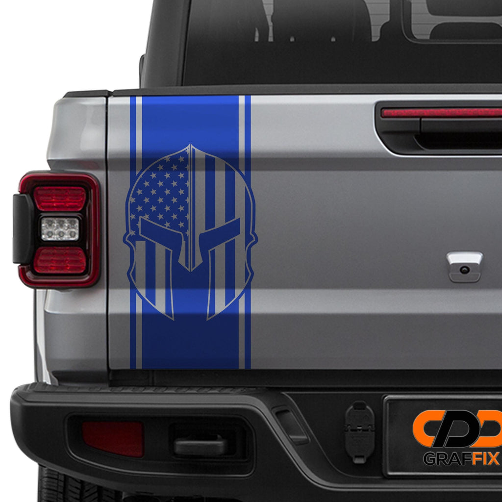 Spartan American Flag Helmet Tailgate Pendant Vinyl Decal
