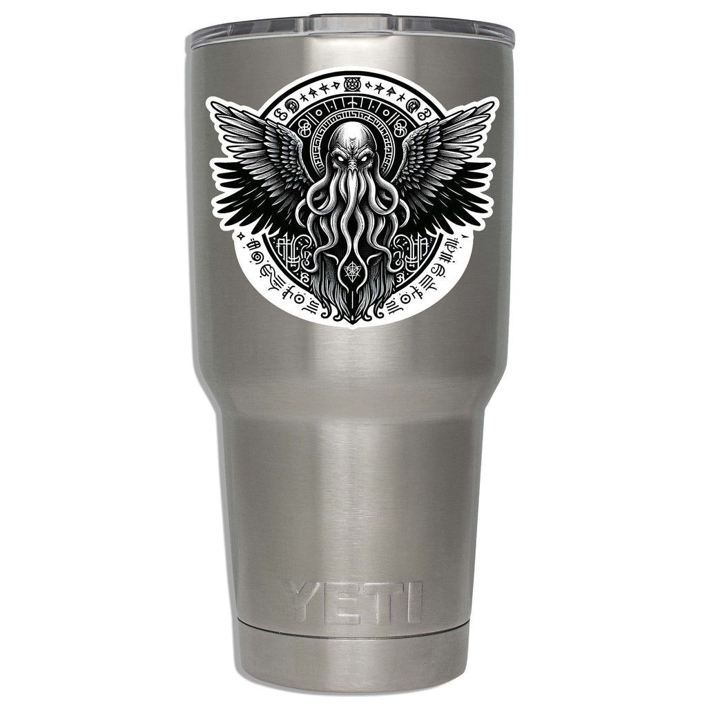 Lovecraftian Cthulhu Flight Vinyl Sticker for suitcase, laptop, car or water bottle, luggage tag, Horror Gift