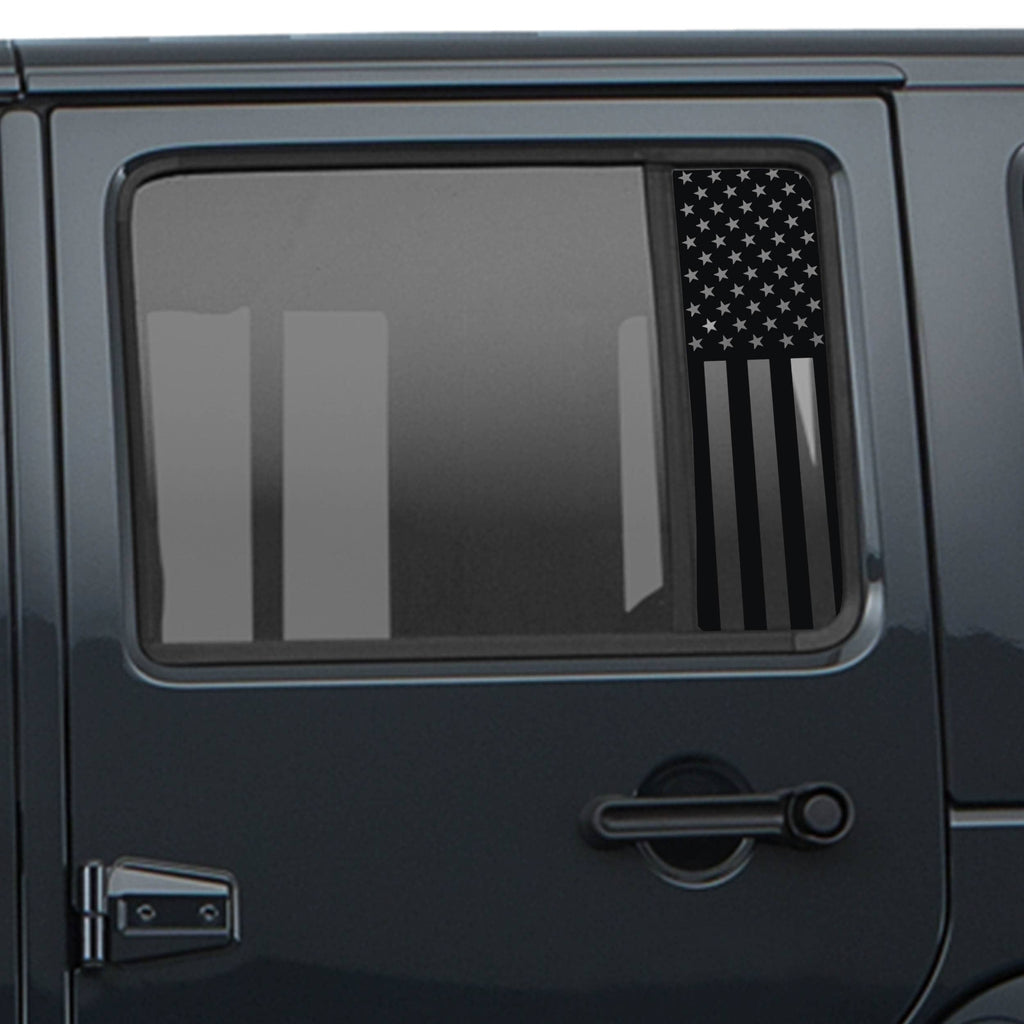 American Flag Verticle Side Window Vinyl Decal Set - Fits 2006-2017 Jeep Wrangler JKU Models