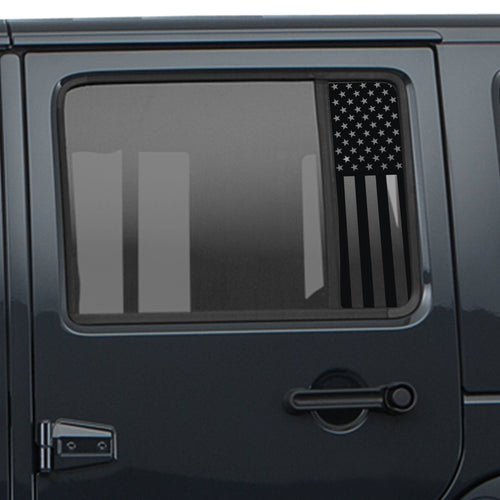 American Flag Verticle Side Window Vinyl Decal Set - Fits 2006-2017 Jeep Wrangler JKU Models