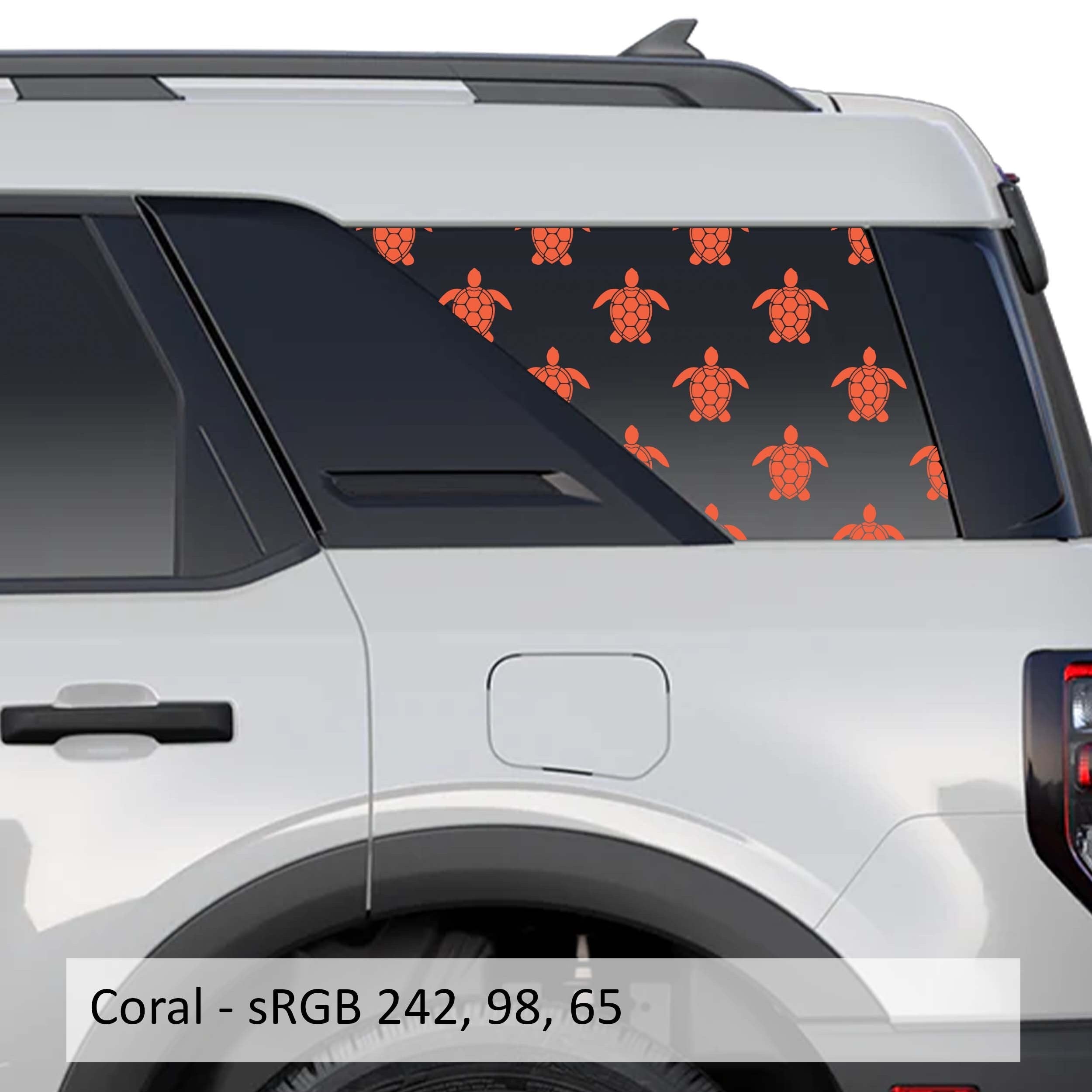 Sea Turtle Pattern Rear Quarter Window Decals Fits 2021+ Bronco Sport