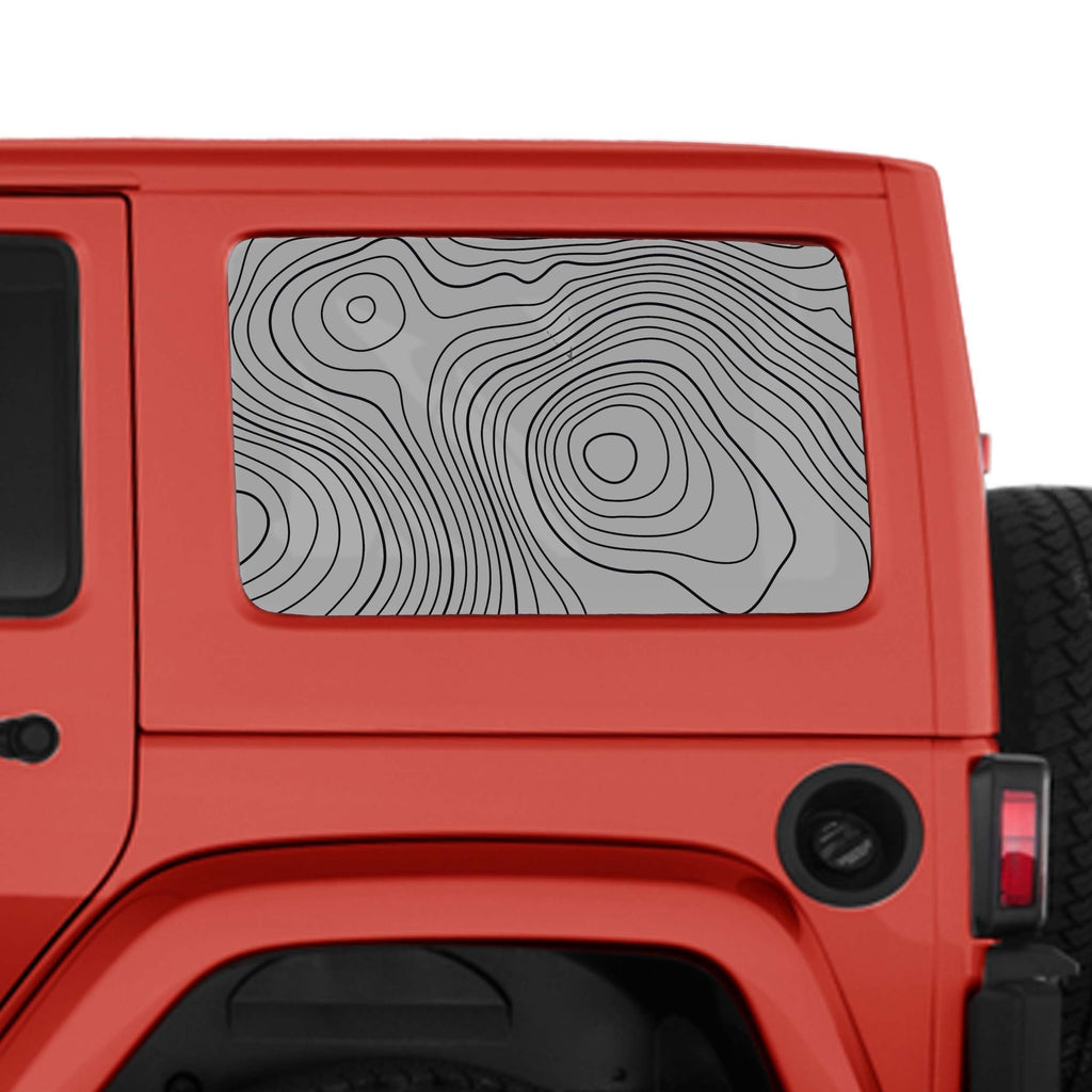 Topographic Map Hardtop Window Decal Set - Fits Jeep 4-Door JKU Wrangler 2007 - 2018