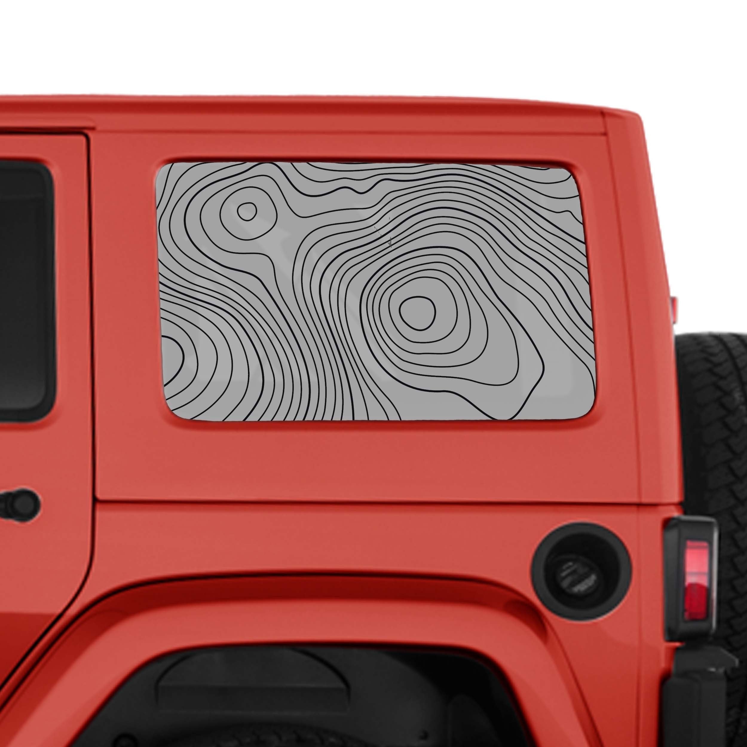 Topographic Map Hardtop Window Decal Set - Fits Jeep 4-Door JKU Wrangler 2007 - 2018