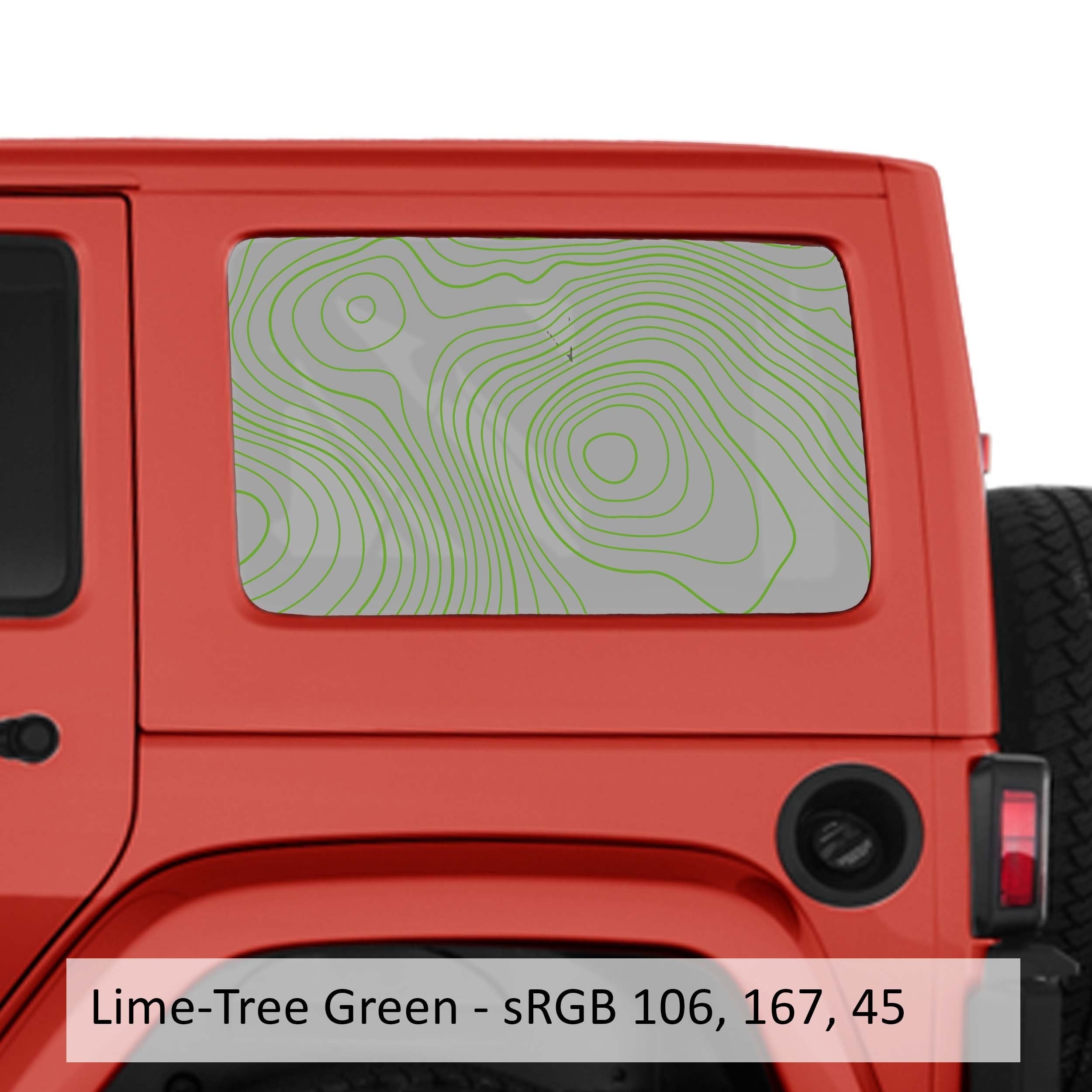Topographic Map Hardtop Window Decal Set - Fits Jeep 4-Door JKU Wrangler 2007 - 2018