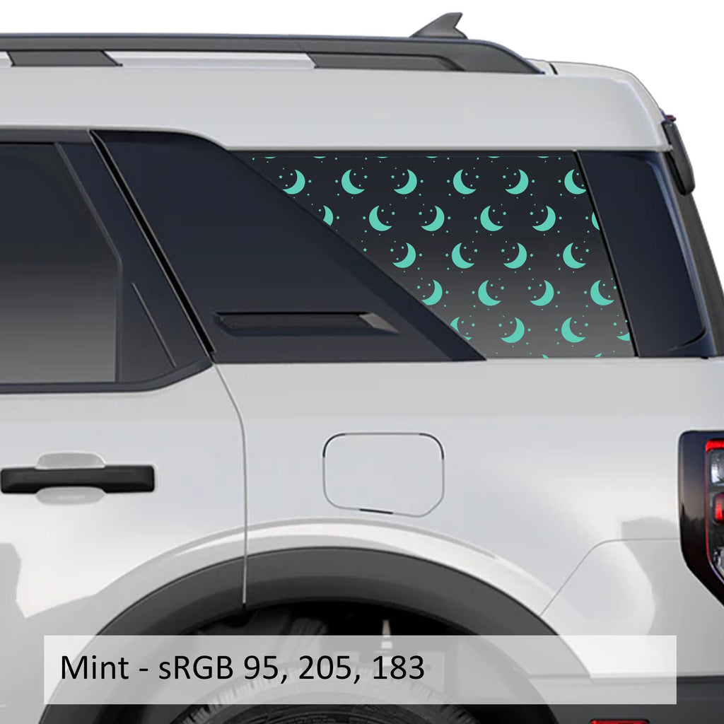 Moon and Stars Print Rear Quarter Window Decals Fits 2021+ Bronco Sport
