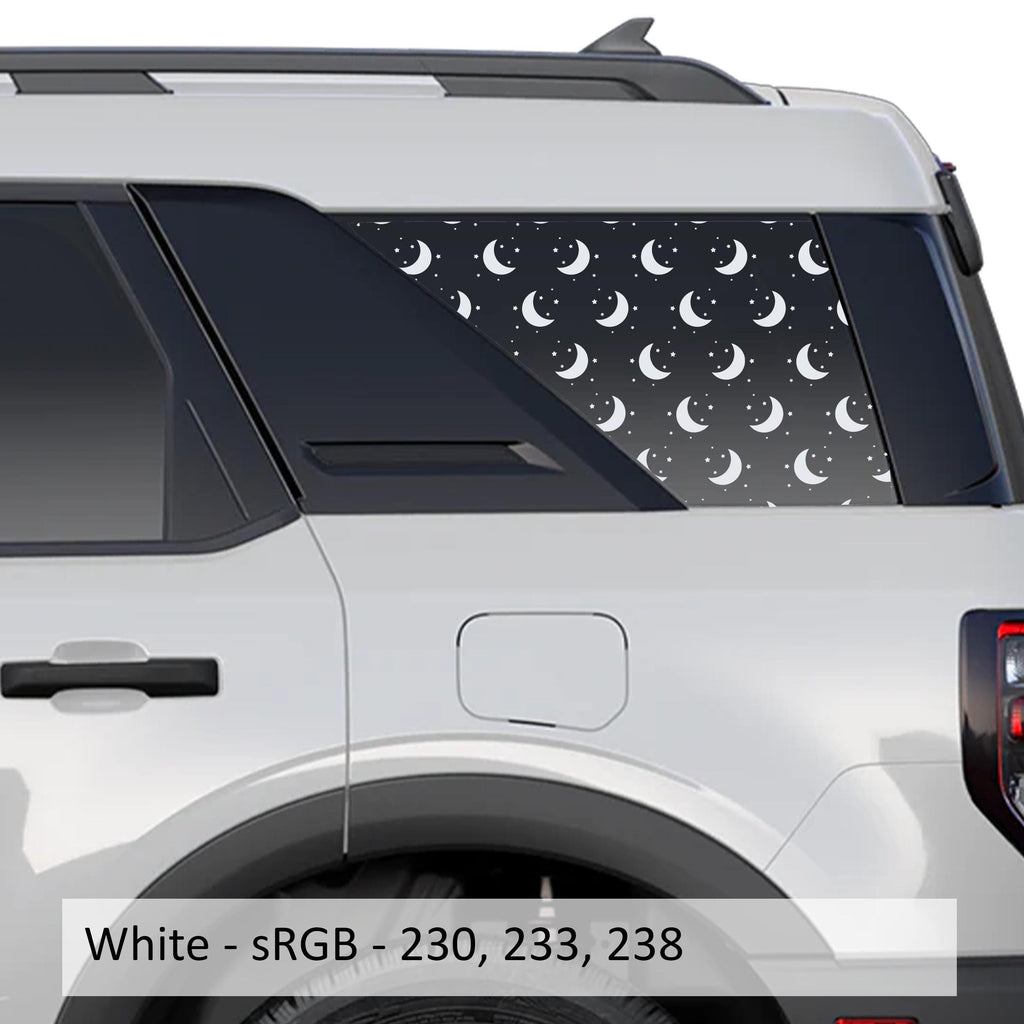 Moon and Stars Print Rear Quarter Window Decals Fits 2021+ Bronco Sport