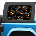 Halloween Shadow Pumpkin Patch Side Windows Printed Perforated See-Thru Vinyl Decal - Fits 2&4 Door Jeep Wranglers 2007 - Present