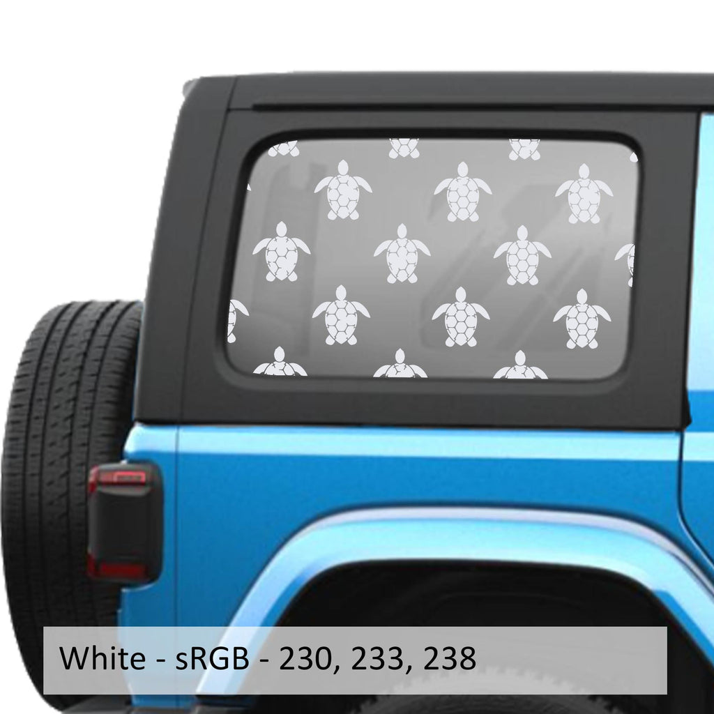Sea Turtle Turpin Pattern Hardtop Window Decal Set - Fits Jeep Wrangler JLU 2018 - Current