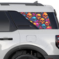 Halloween Pumpkin & Skulls Rear Side Perforated Vinyl See Thru Window Decals for 2021+ Ford Bronco Sport