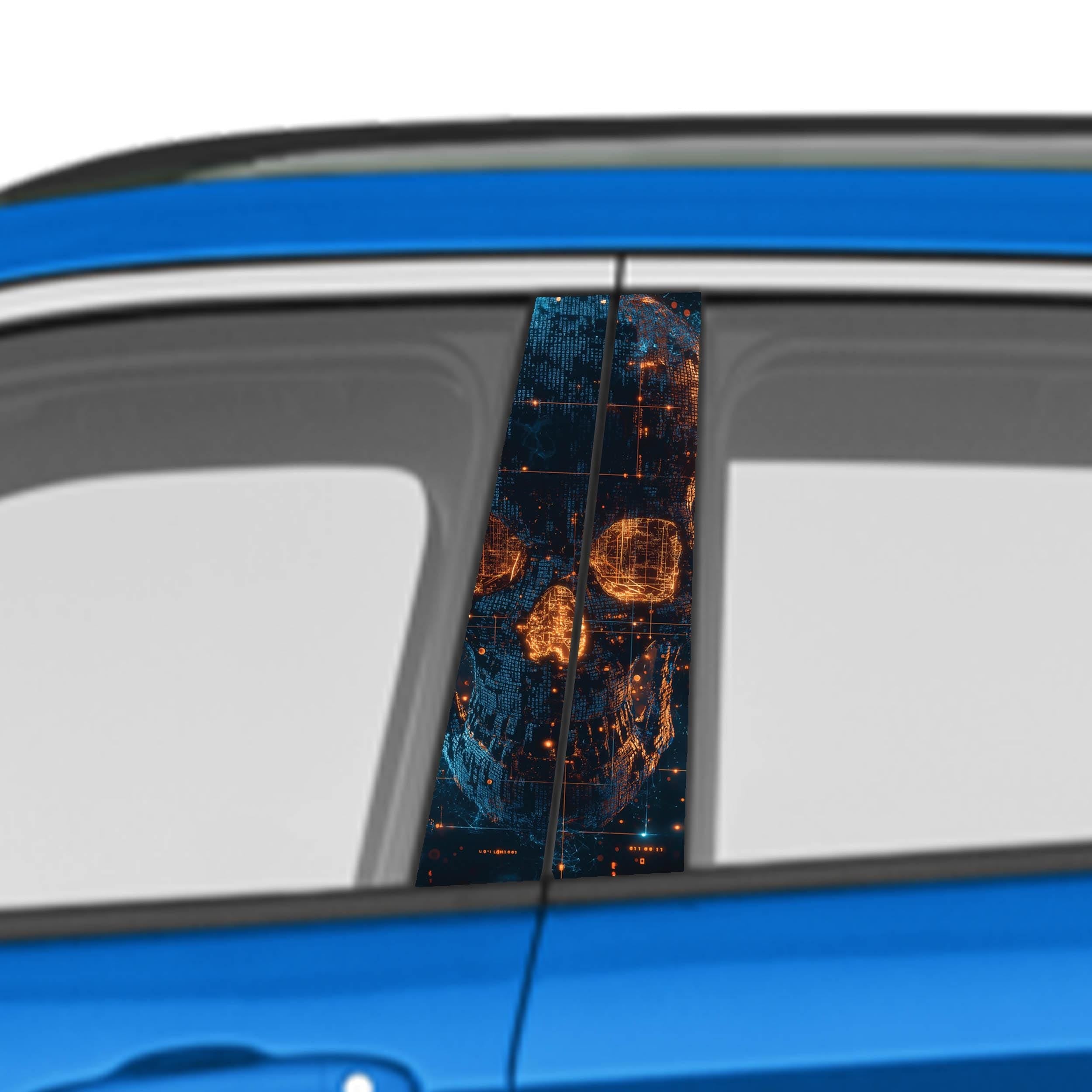 Skull Car Doors Livery Pillar Decal Sticker Wrap, Auto Exterior Side Door Pillar Pannel - fits any vehicle.