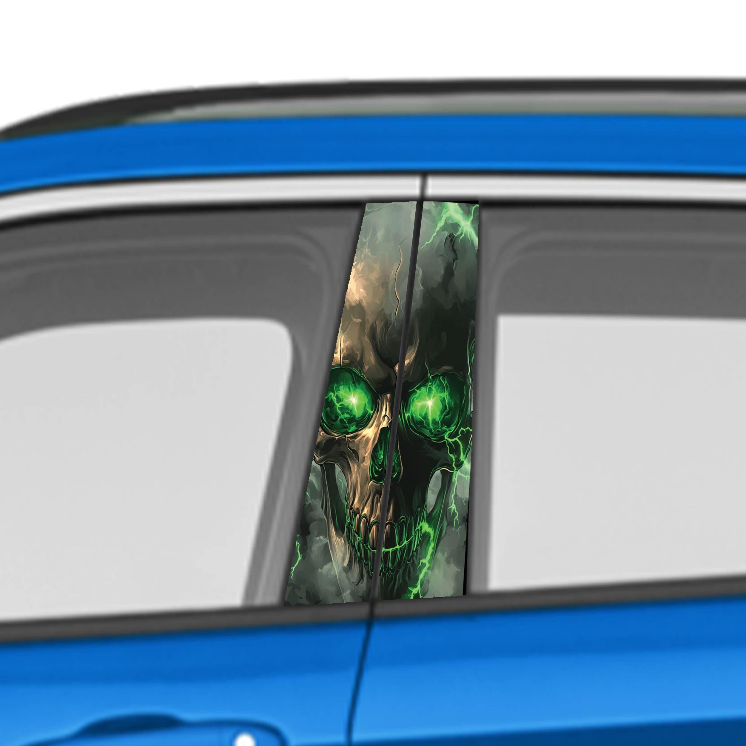 Skull Car Doors Livery Pillar Decal Sticker Wrap, Auto Exterior Side Door Pillar Pannel - fits any vehicle.
