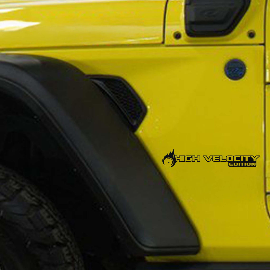 High Velocity Edition Vinyl Transfer Fender Decals, Custom Off-Road Graphics for Jeep Wrangler JL and Gladiator JT, Durable & Unique Design