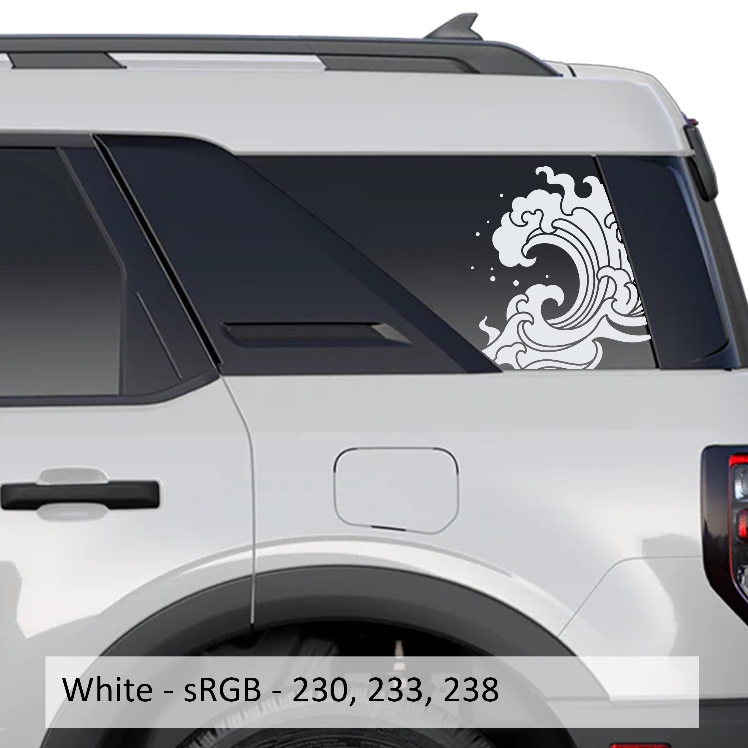 Ocean Tidal Wave Rear Quarter Side Window Decals Fits 2021+ Bronco Sport