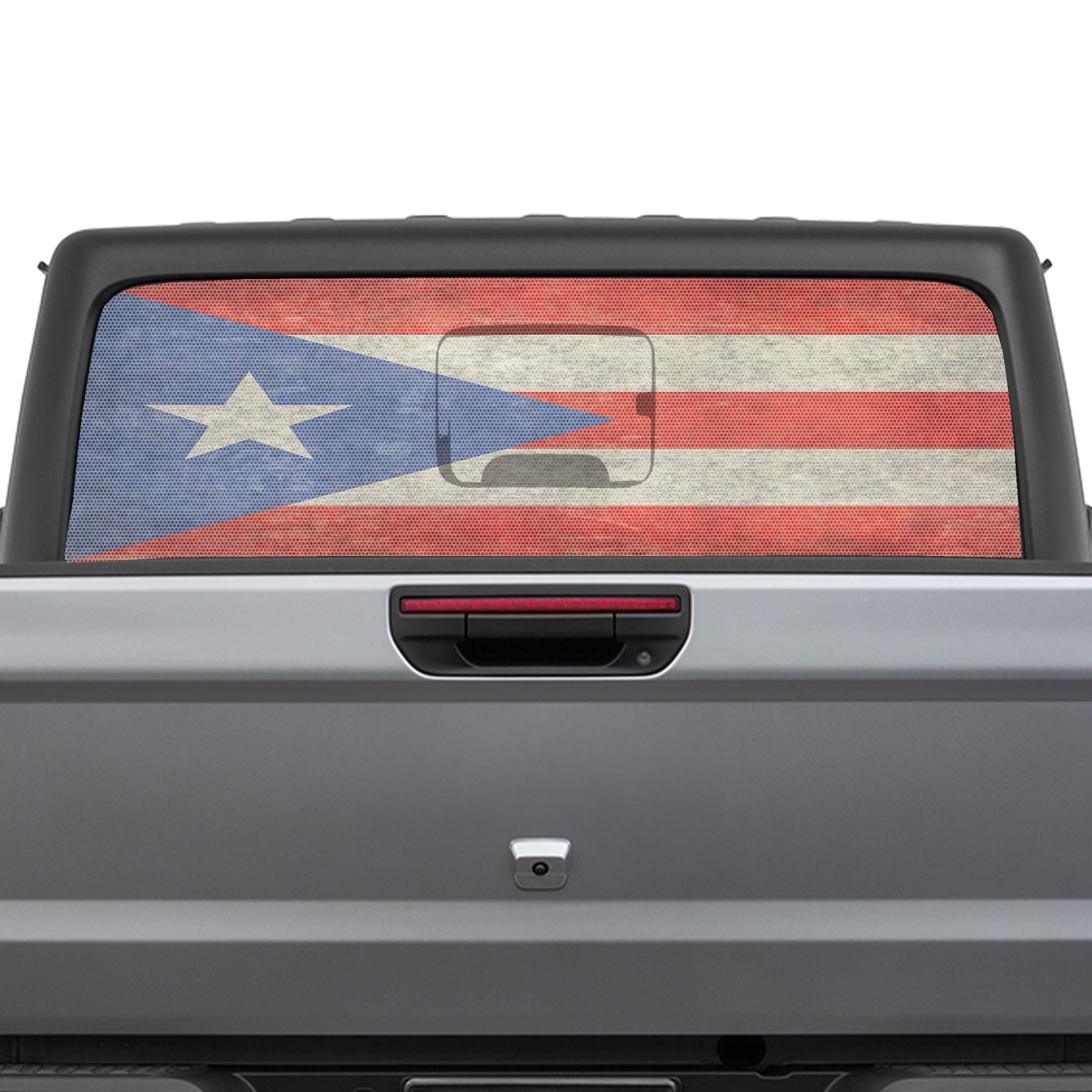 Puerto Rico Flag Perforated Rear Window Decal – Fits Jeep Gladiator 2020–Current