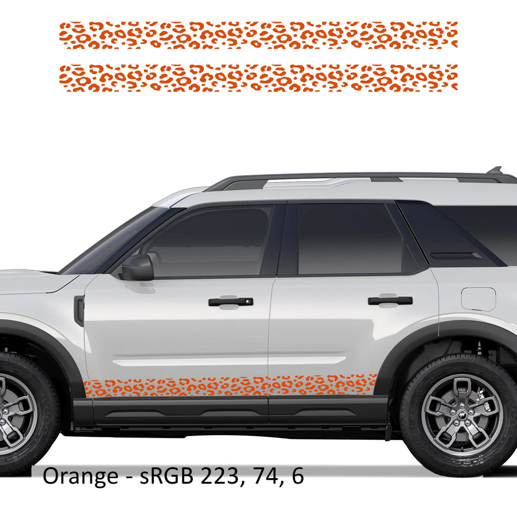 Leopard Print Side Skirt Stripe Kit Decals Fits Ford Bronco Sport (4 Door) 2020 - Current