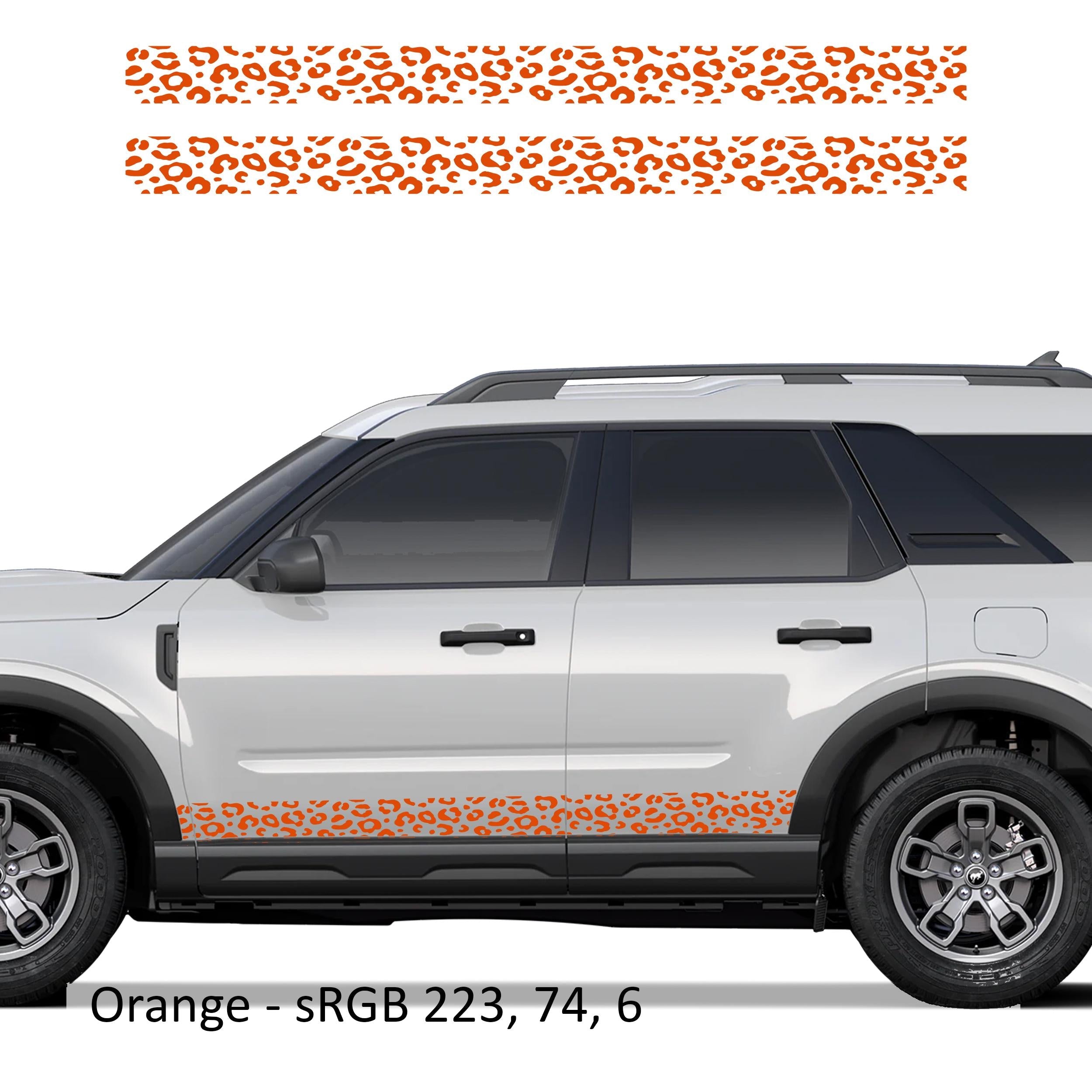 Leopard Print Side Skirt Stripe Kit Decals Fits Ford Bronco Sport (4 Door) 2020 - Current