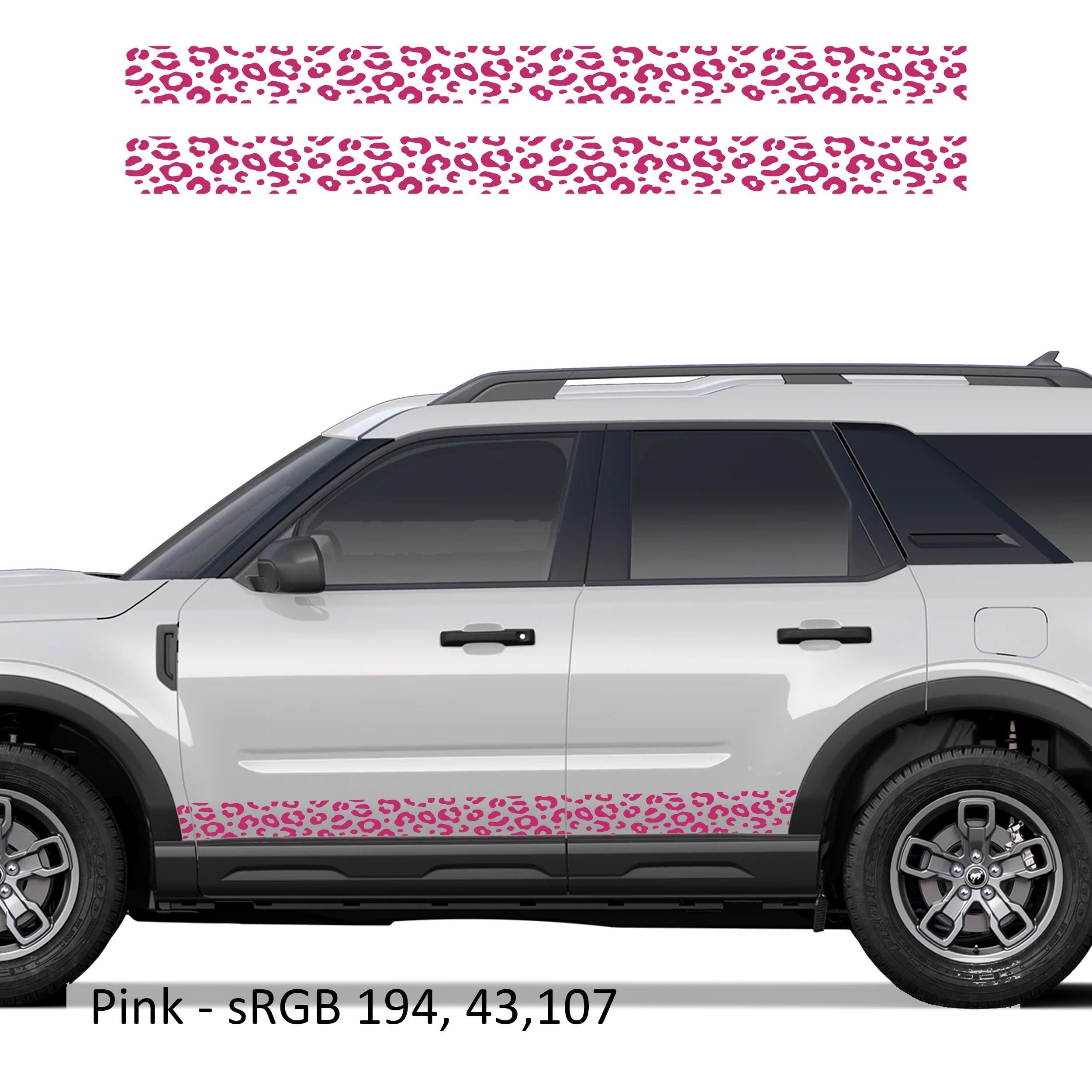 Leopard Print Side Skirt Stripe Kit Decals Fits Ford Bronco Sport (4 Door) 2020 - Current