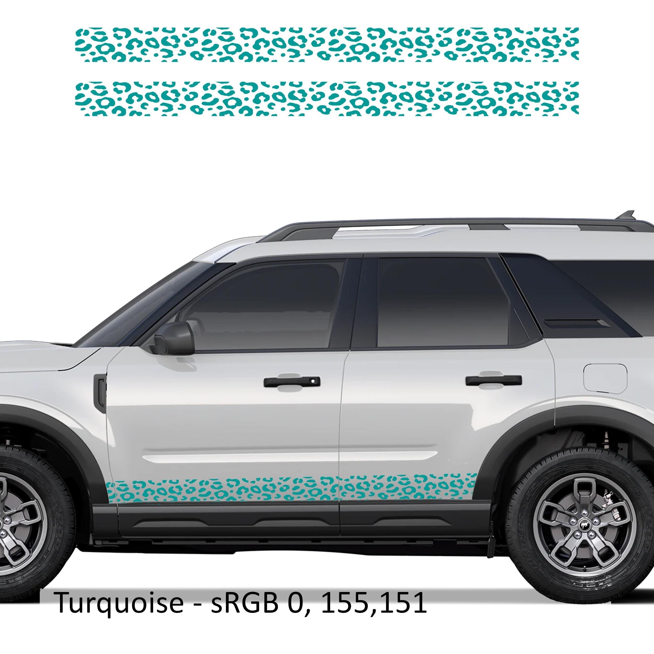Leopard Print Side Skirt Stripe Kit Decals Fits Ford Bronco Sport (4 Door) 2020 - Current
