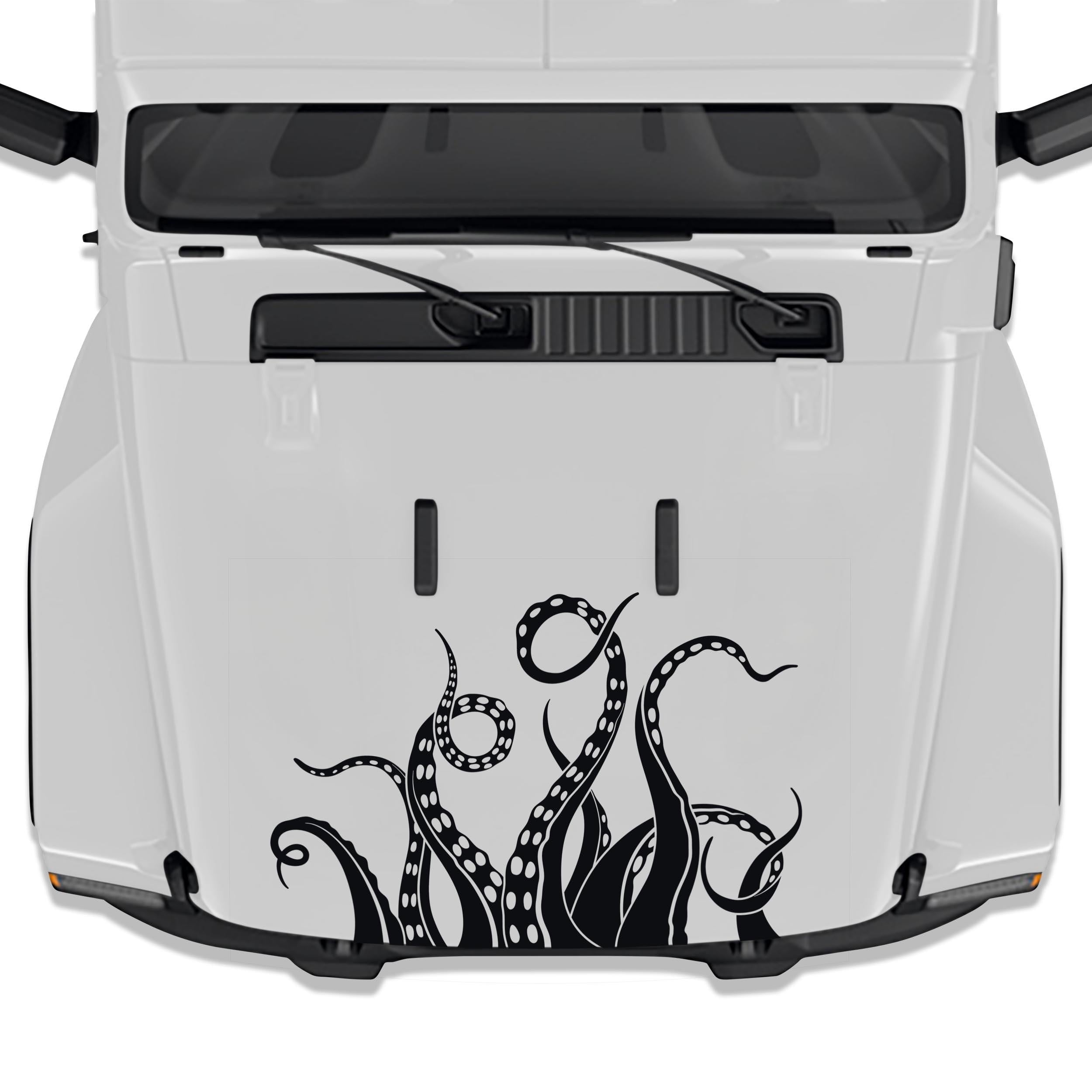 Kraken Octopus Tentacle Vinyl Hood Decal - Fits 2018+ Jeep Wrangler JL/Jeep Gladiator JT Sport/Sahara/Overland Models