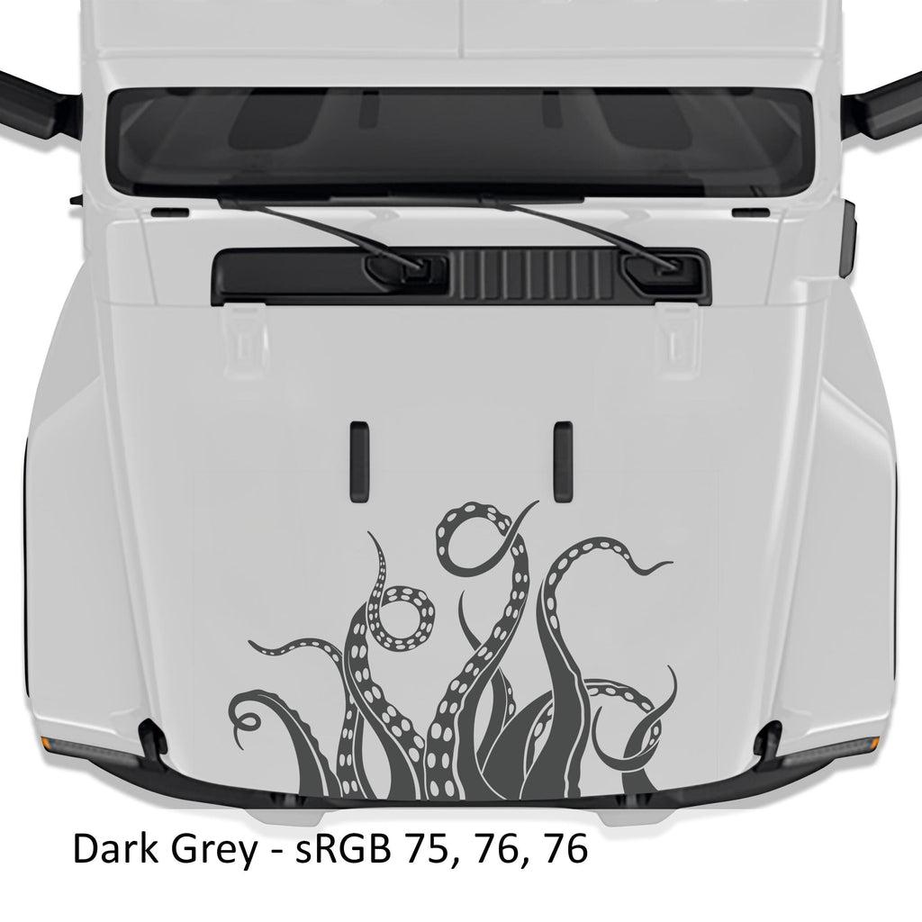 Kraken Octopus Tentacle Vinyl Hood Decal - Fits 2018+ Jeep Wrangler JL/Jeep Gladiator JT Sport/Sahara/Overland Models
