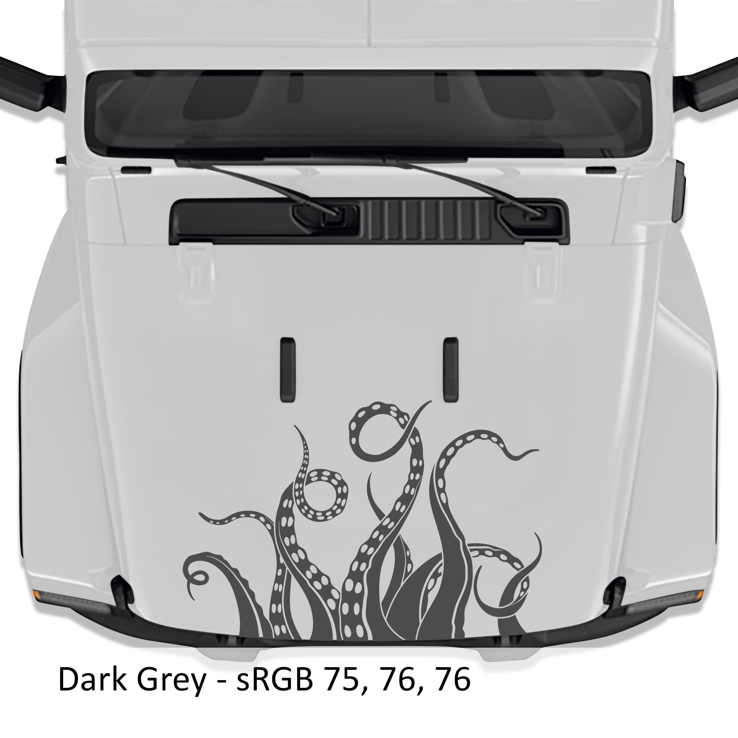 Kraken Octopus Tentacle Vinyl Hood Decal - Fits 2018+ Jeep Wrangler JL/Jeep Gladiator JT Sport/Sahara/Overland Models