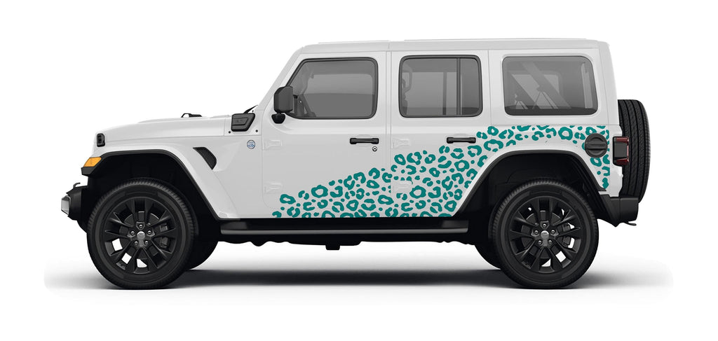 Leopard Print Side Body Vinyl Decal Graphic Kit for Jeep Wranglers 2018 to Current Models