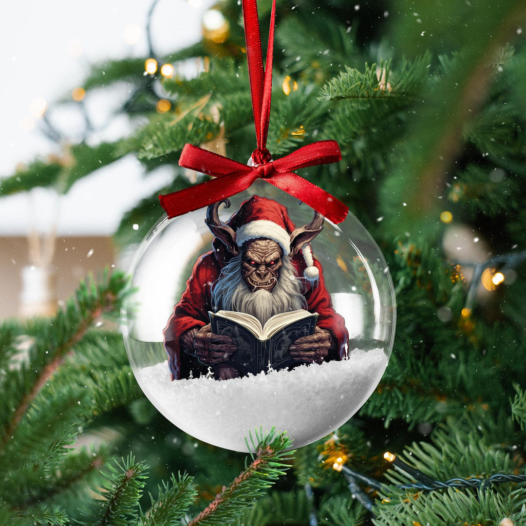 Krampus Storytime clear bauble Christmas ornament