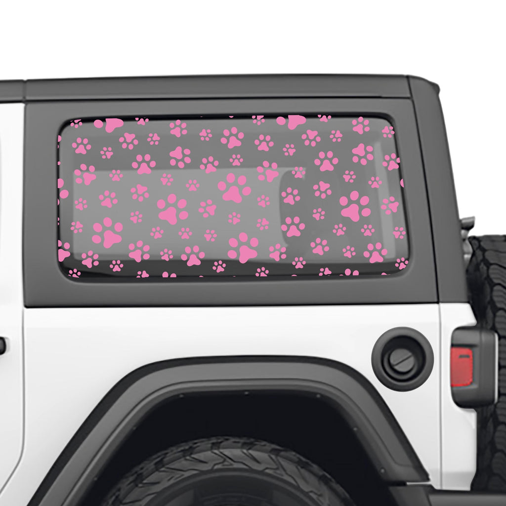Puppy Dog Paw Print Hardtop Window Decal Set - Fits Jeep Wrangler 2 Door JL 2018+ Models