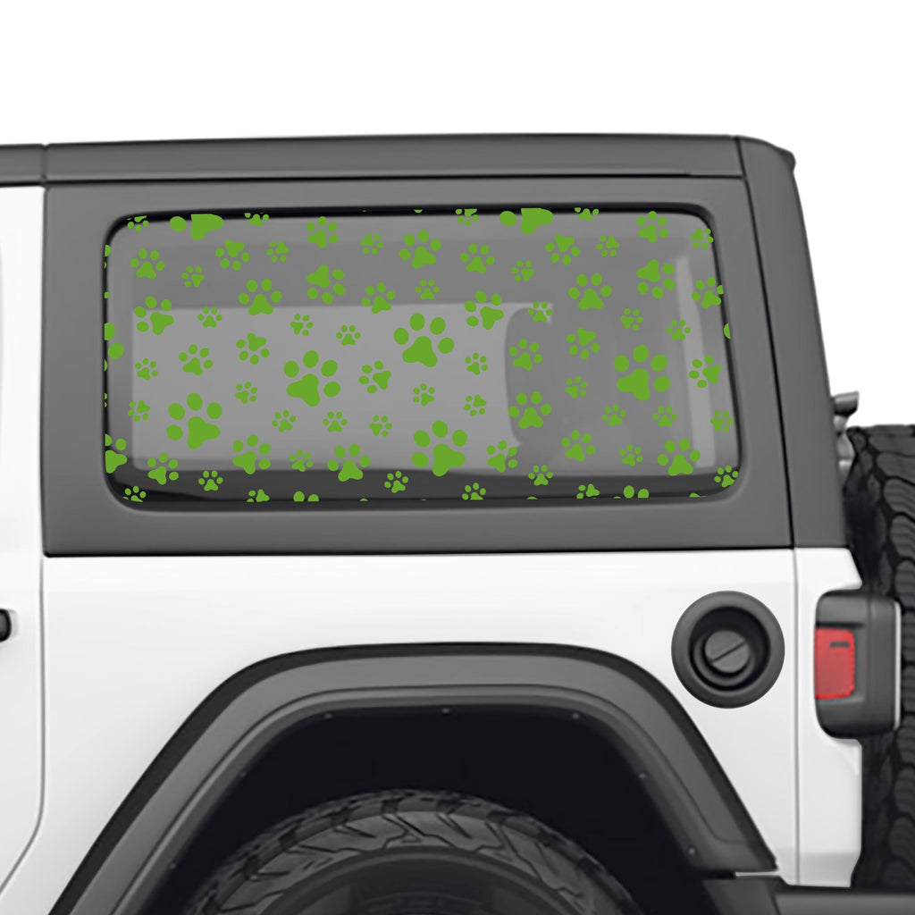 Puppy Dog Paw Print Hardtop Window Decal Set - Fits Jeep Wrangler 2 Door JL 2018+ Models