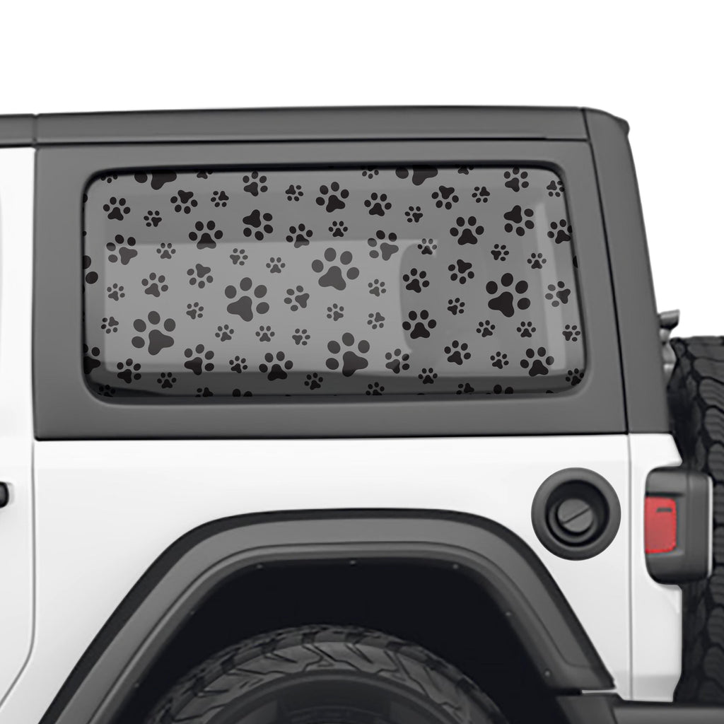 Puppy Dog Paw Print Hardtop Window Decal Set - Fits Jeep Wrangler 2 Door JL 2018+ Models