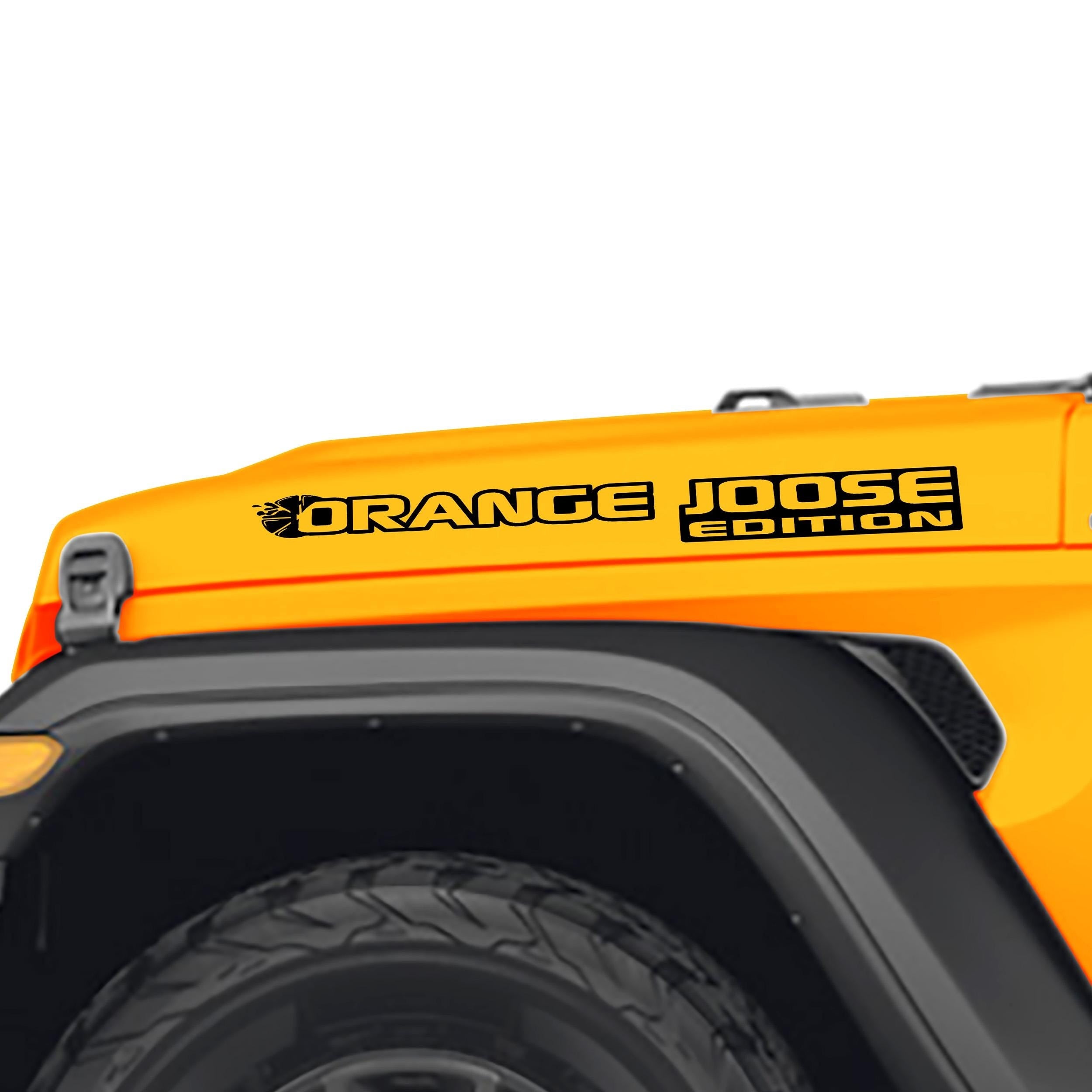 Orange Joose Edition Vinyl Side Hood Decal Set Custom Design for Off-Road Vehicles Durable and Striking Graphics