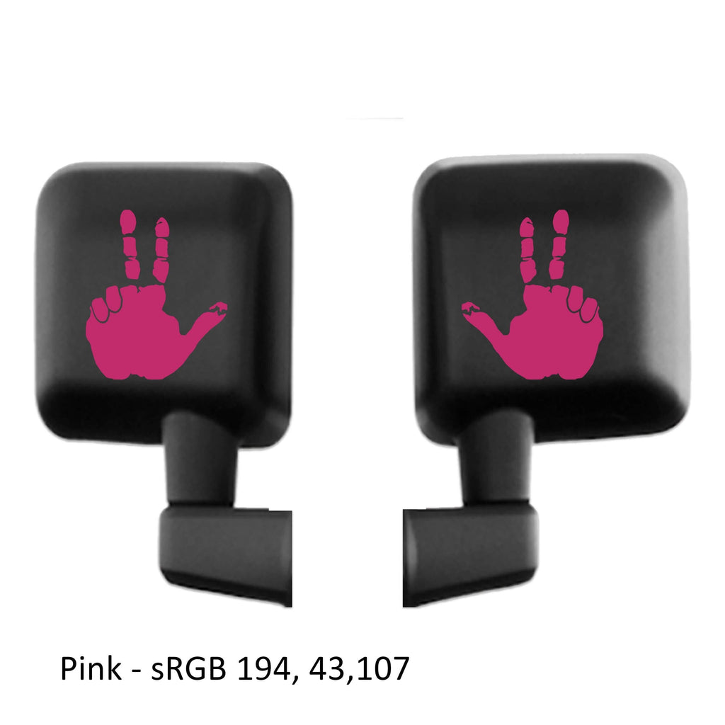 Two Finger Peace Hand Wave Side Mirror Decal Set of 2 Vinyl Sticker Fits Jeep Wrangler Gladiator Off-Road Driver Wave Decal