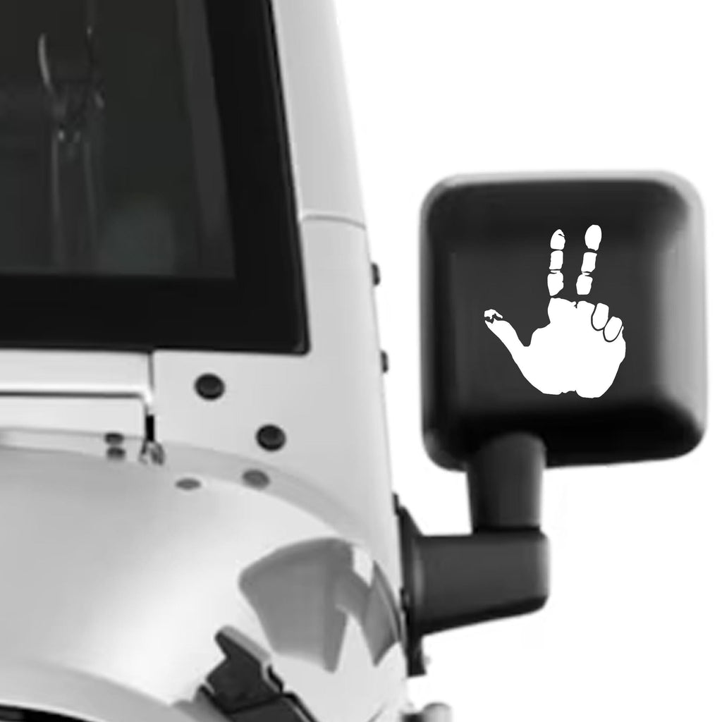Two Finger Peace Hand Wave Side Mirror Decal Set of 2 Vinyl Sticker Fits Jeep Wrangler Gladiator Off-Road Driver Wave Decal