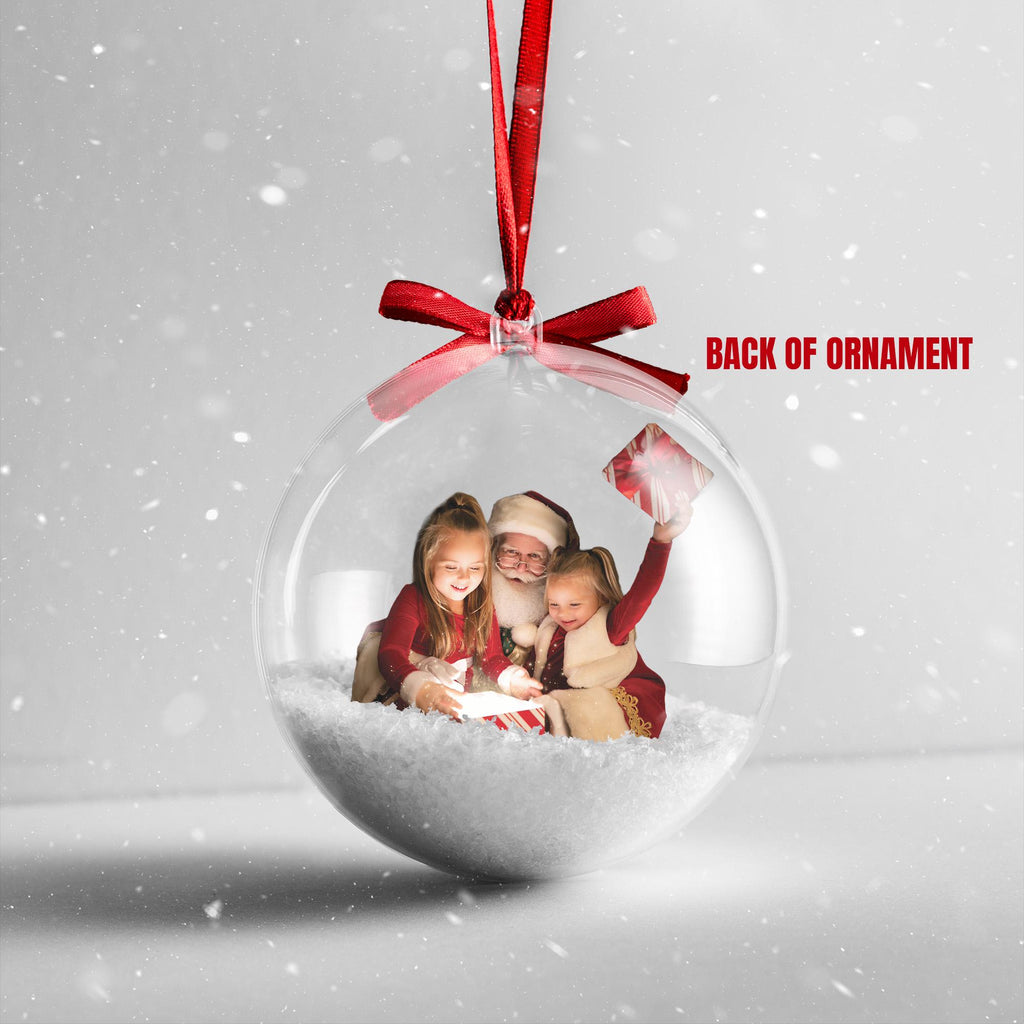 Personalized family photo snow globe Christmas ornament