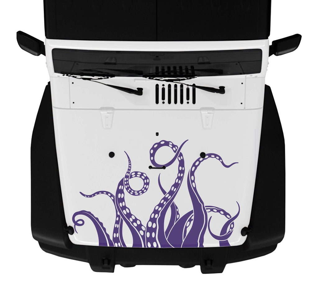 Kraken Octopus Tentacle Vinyl Hood Decal - Fits 2006 - 2018+ Jeep Wrangler Jk/JKU