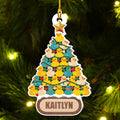 Personalized rubber duck Christmas tree ornament with a custom name plate