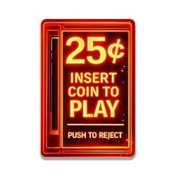 Arcade Coin Insert Sticker 25 Cents to Play Vinyl Sticker