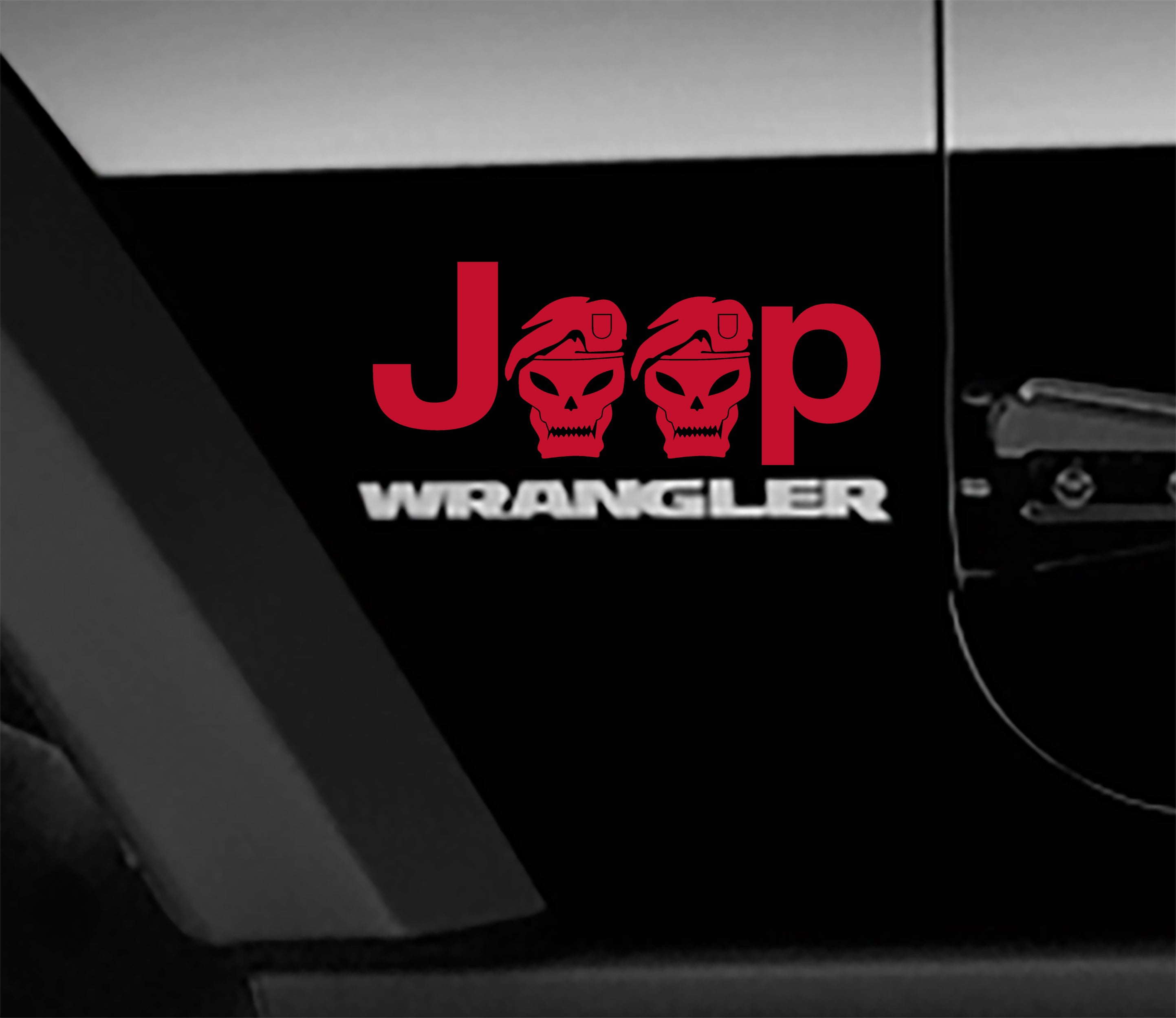 Jeep Wrangler Green Beret Skull Side Fender Vinyl Decals x2 (Pair)