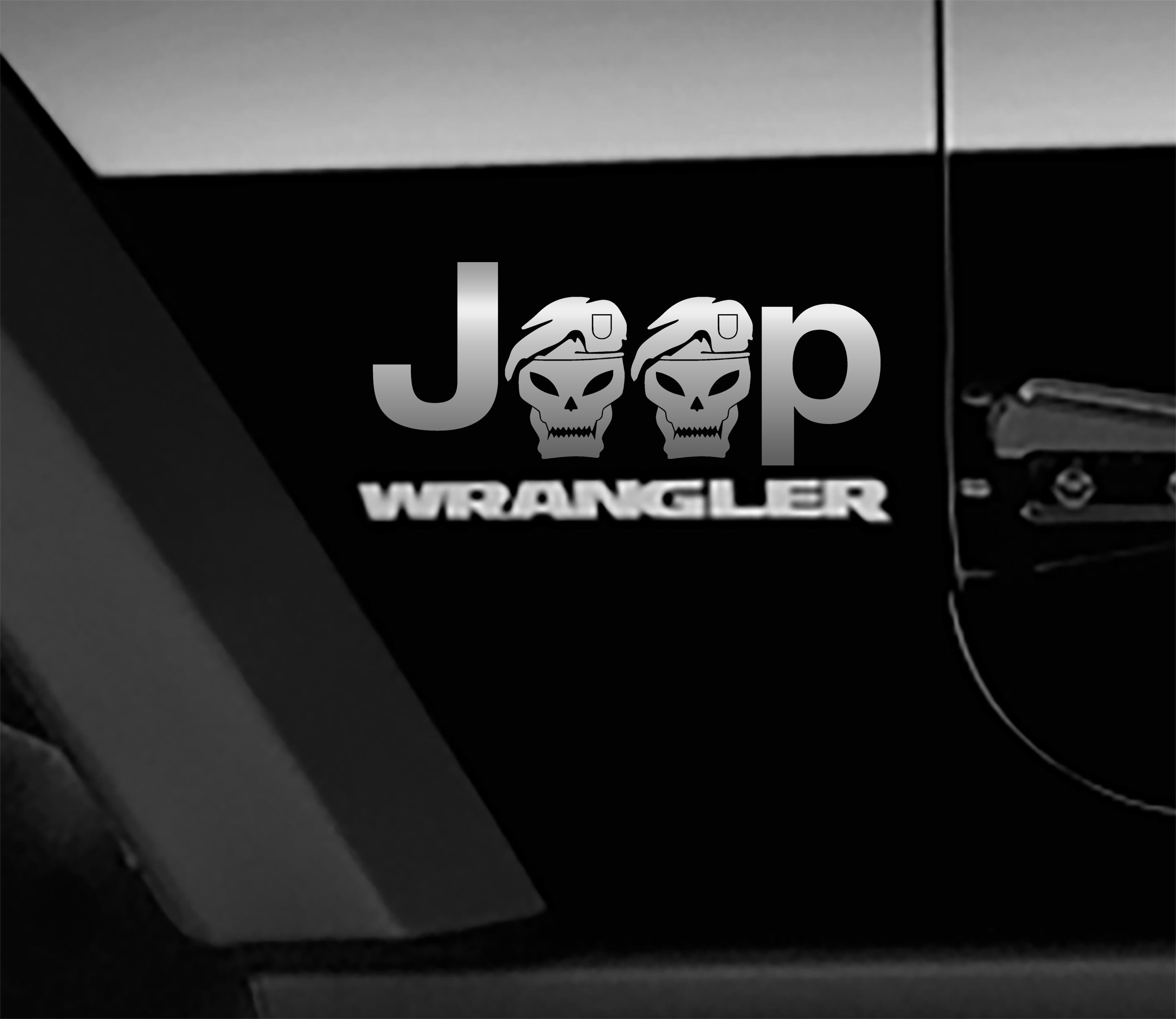 Jeep Wrangler Green Beret Skull Side Fender Vinyl Decals x2 (Pair)