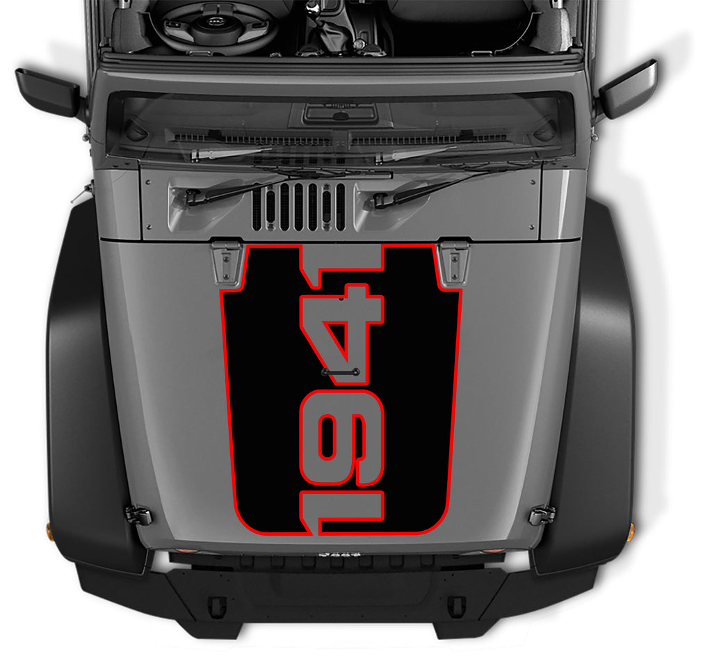 JK 1941 2-Layer Blackout Vinyl Hood Graphic Decal